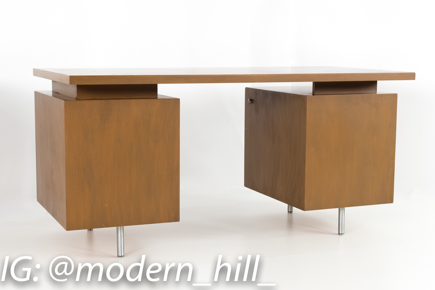 George Nelson for Herman Miller Mid Century Floating Walnut Double Sided Executive Desk