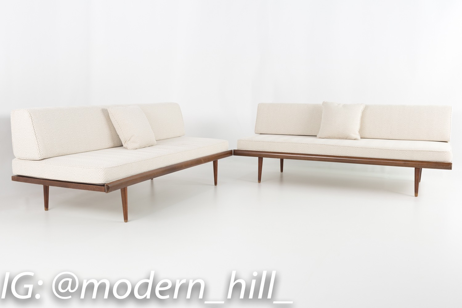 Mid Century Modern Danish Style Daybed Sofas - Matching Pair
