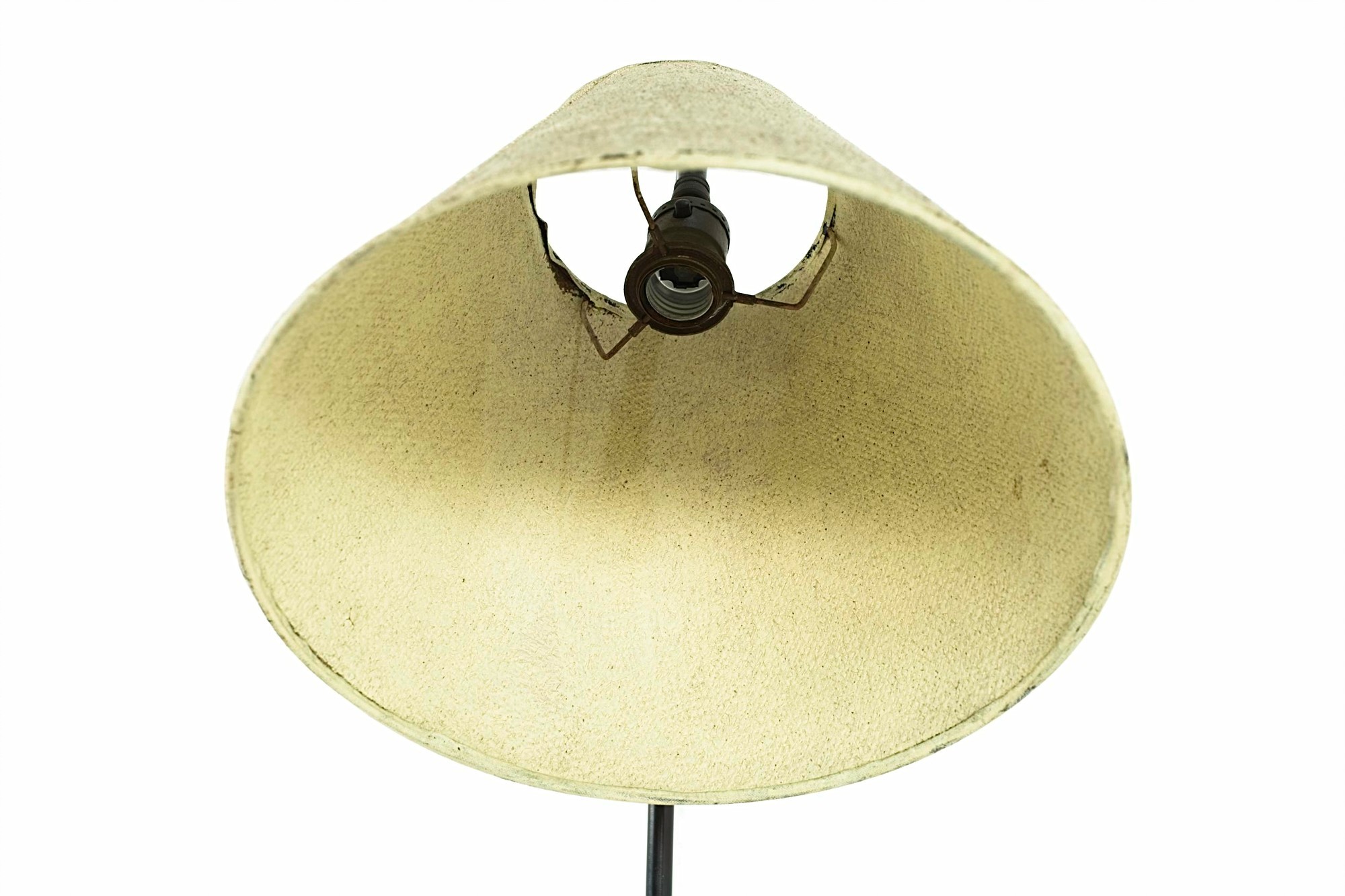Paul McCobb George Nelson Style Mid Century Iron and Glass Lighted Side End Table Lamp