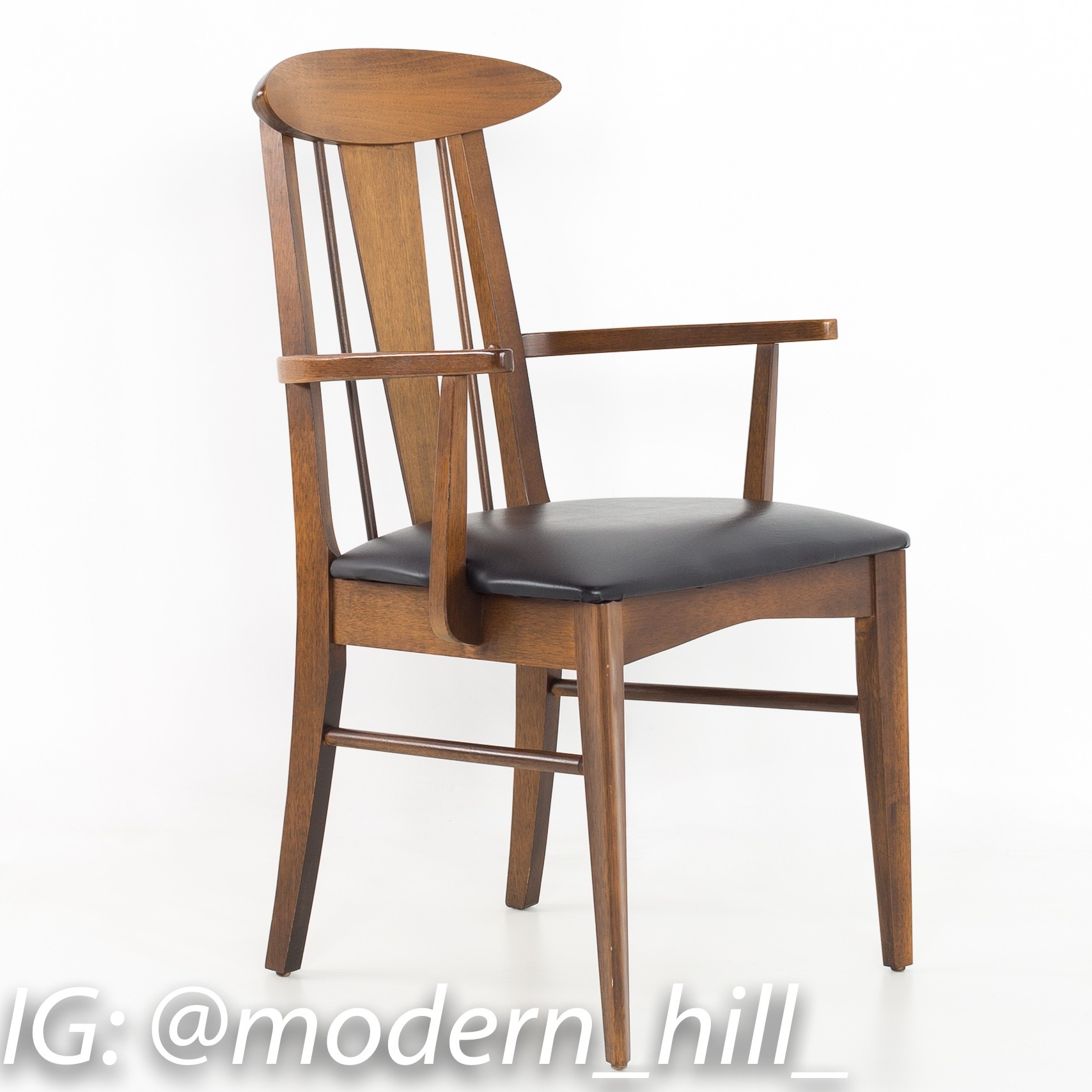 Garrison Cats Eye Mid Century Walnut and Vinyl Dining Chairs - Set of 8