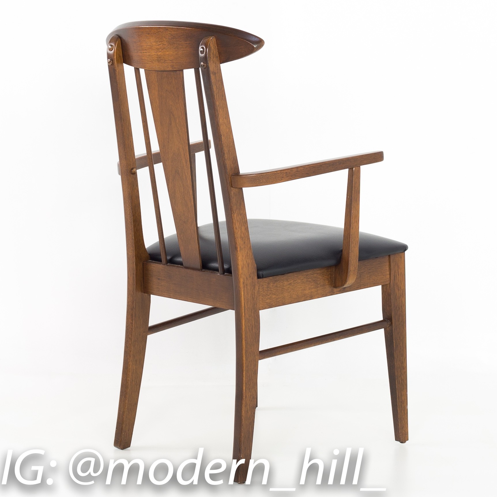 Garrison Cats Eye Mid Century Walnut and Vinyl Dining Chairs - Set of 8