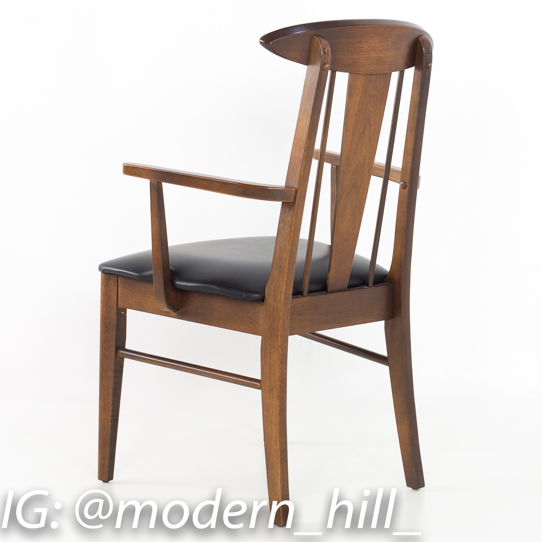 Garrison Cats Eye Mid Century Walnut and Vinyl Dining Chairs - Set of 8