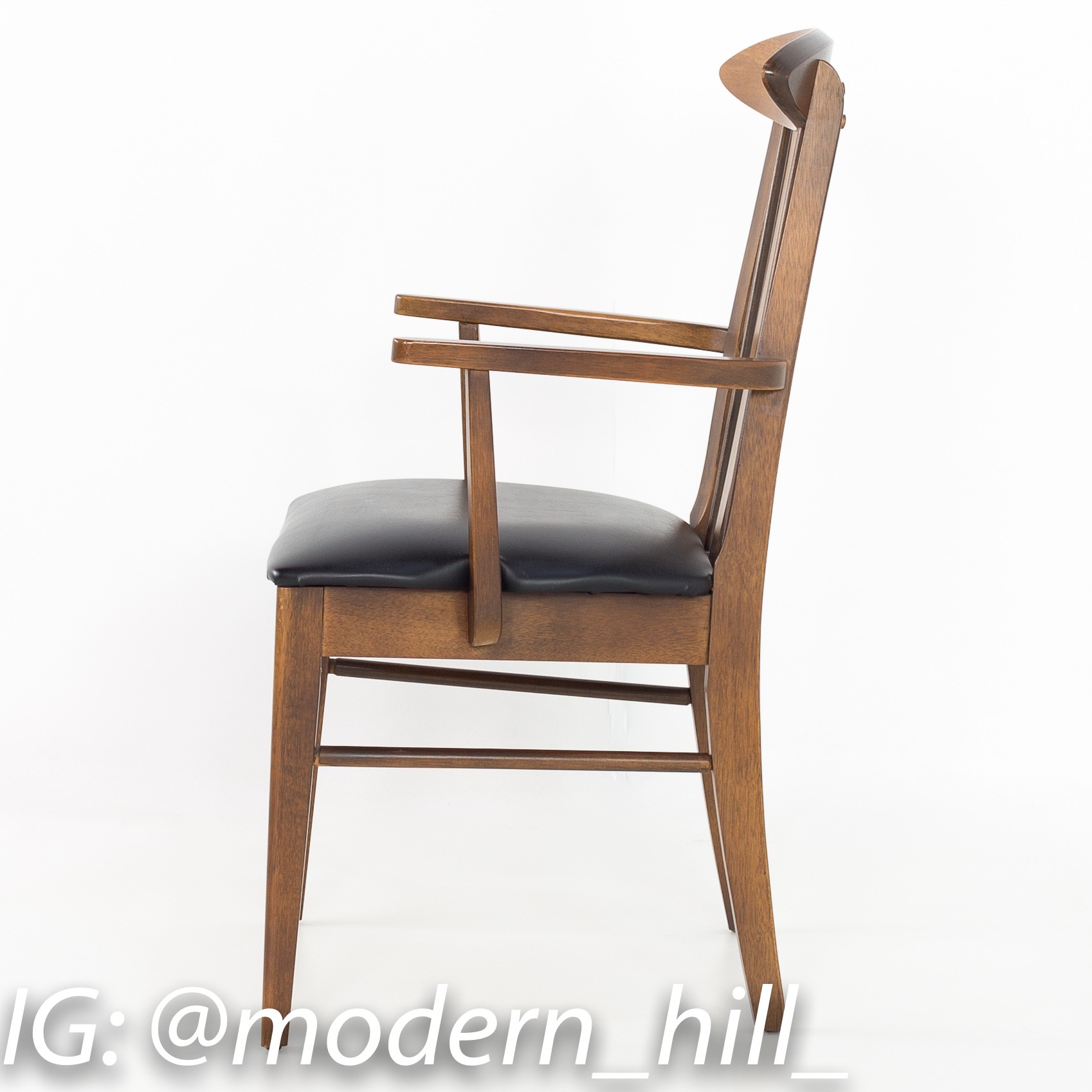 Garrison Cats Eye Mid Century Walnut and Vinyl Dining Chairs - Set of 8