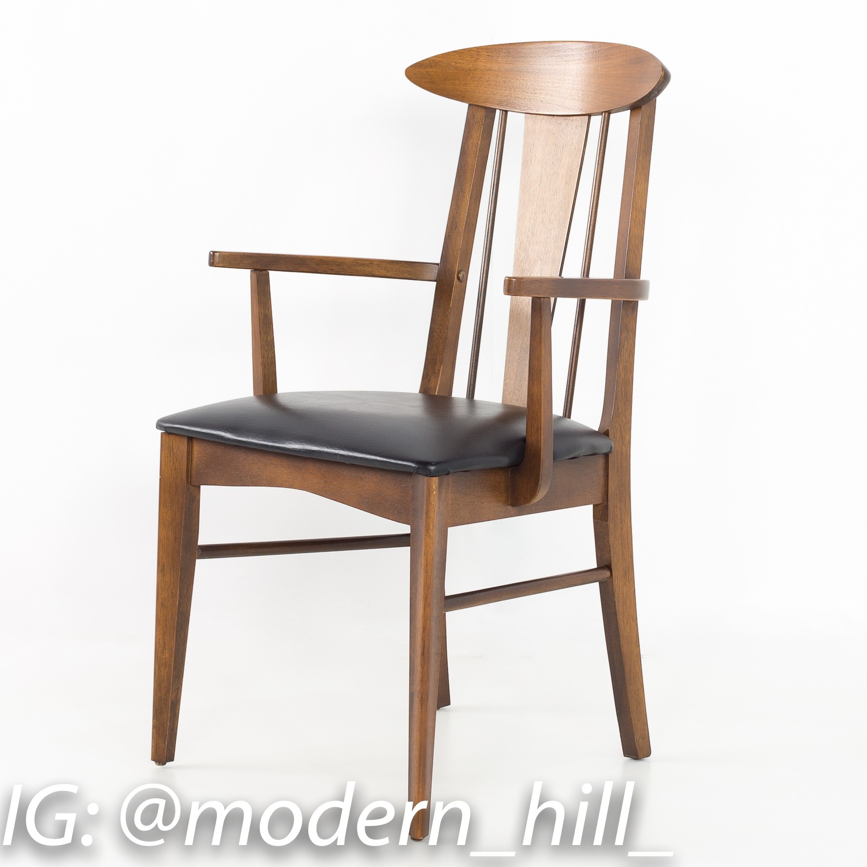 Garrison Cats Eye Mid Century Walnut and Vinyl Dining Chairs - Set of 8