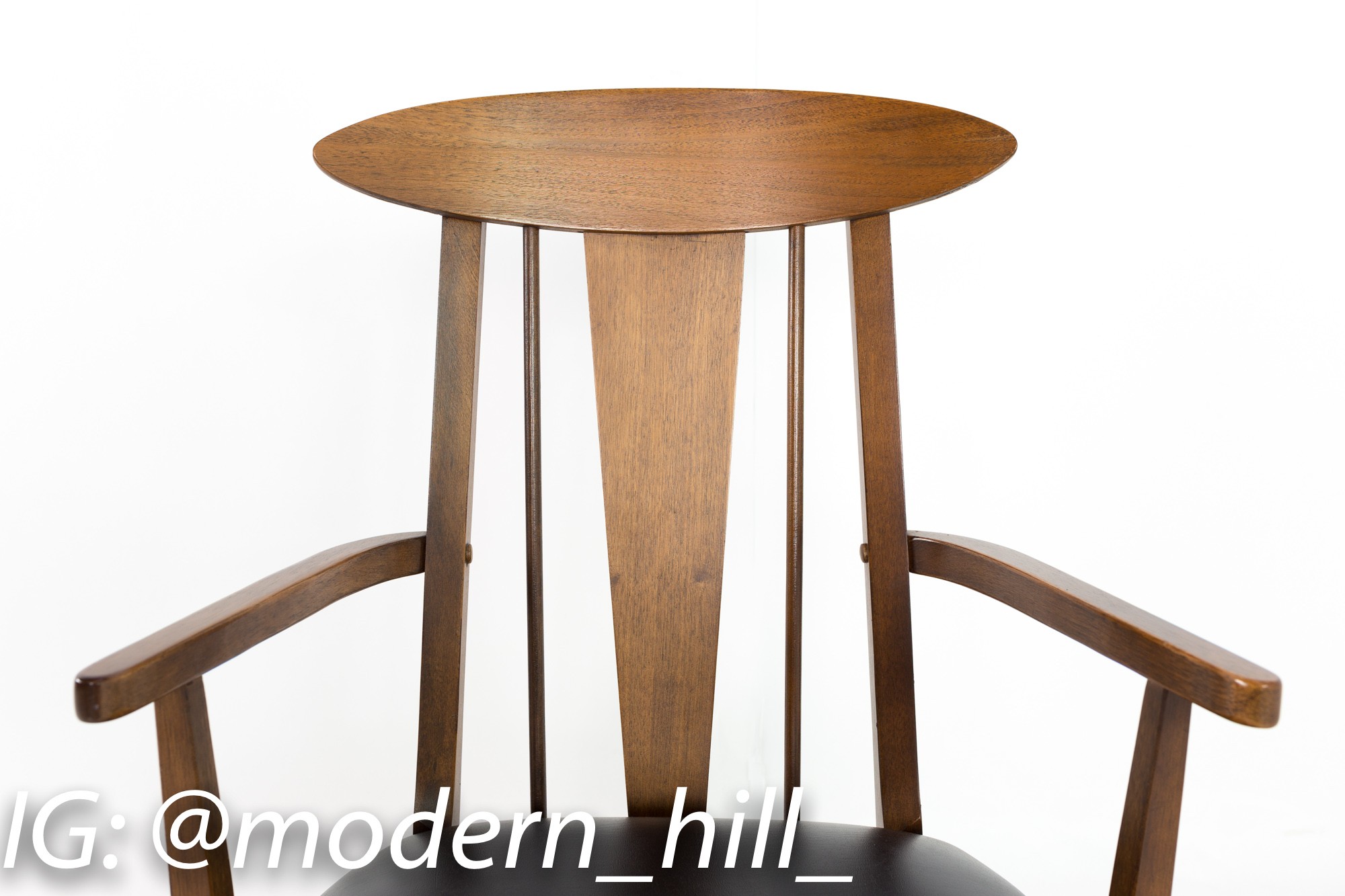 Garrison Cats Eye Mid Century Walnut and Vinyl Dining Chairs - Set of 8