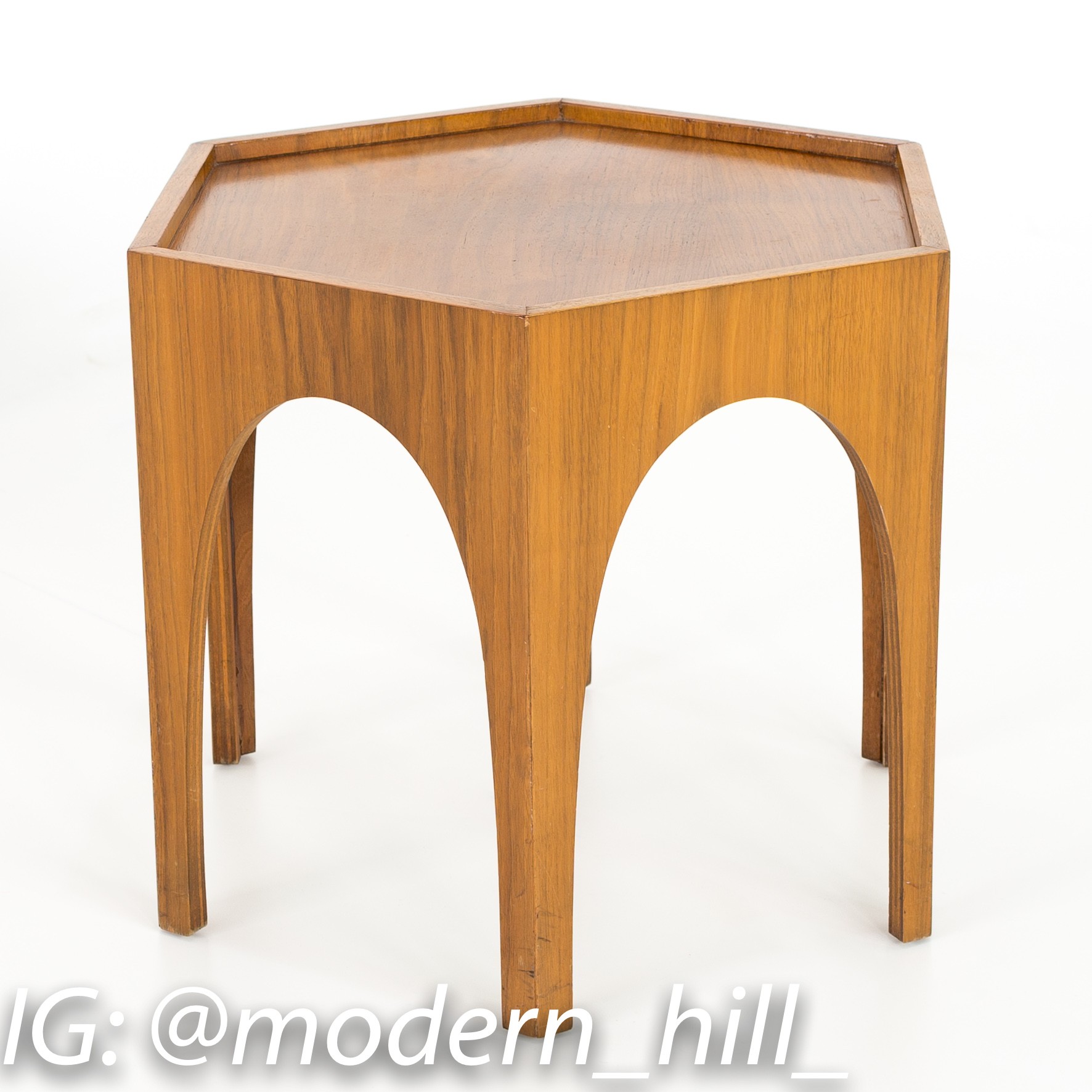 Harvey Probber Style Brutalist Mid Century Walnut Side End Tables - Matching Pair