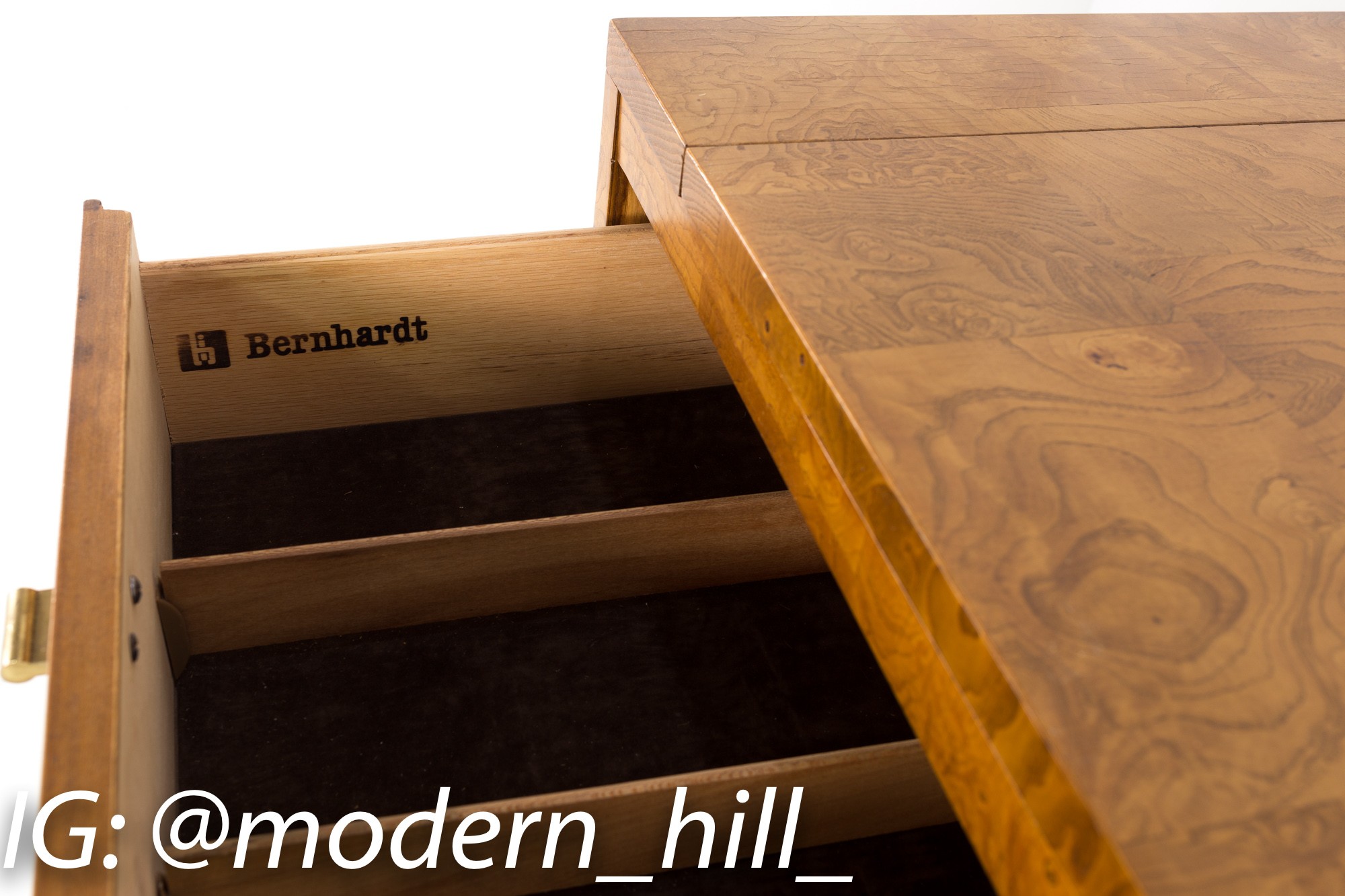 Bernhardt Mid Century Burlwood Bar Cart Server Buffet