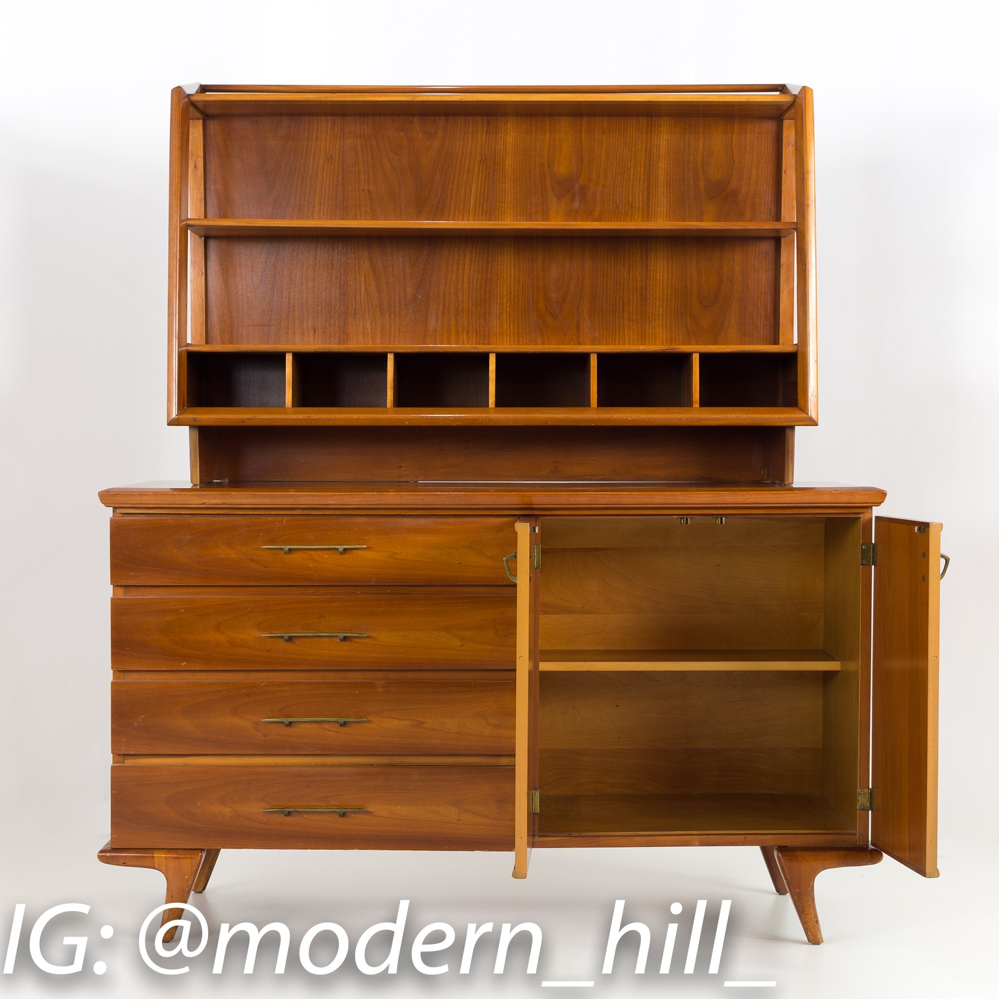 Mid Century Modern Cherry Buffet and Hutch