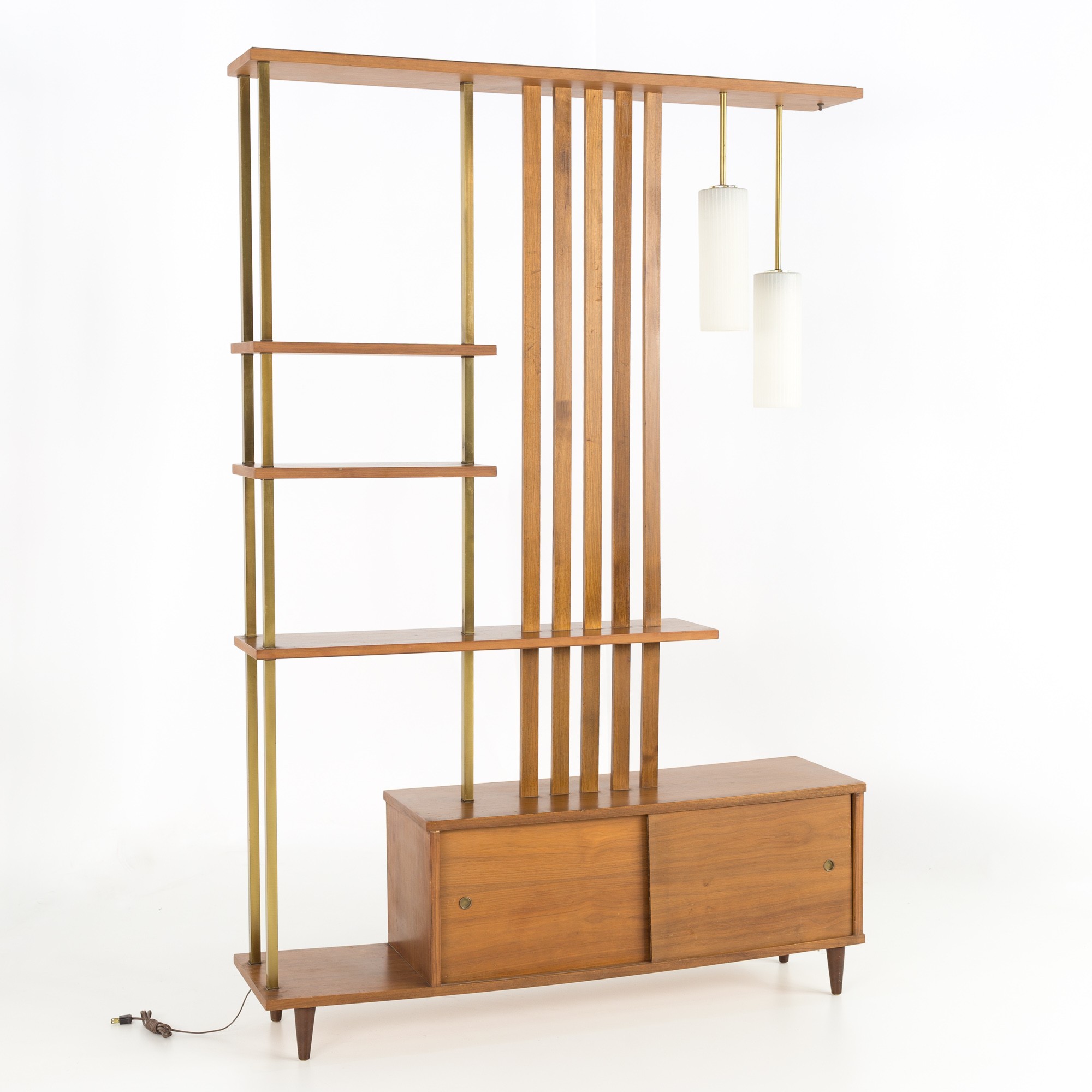 Images | Mid Century Modern Furniture - Mid Century Furniture Chicago Mid Century Walnut and Brass Wall Unit Room Divider
