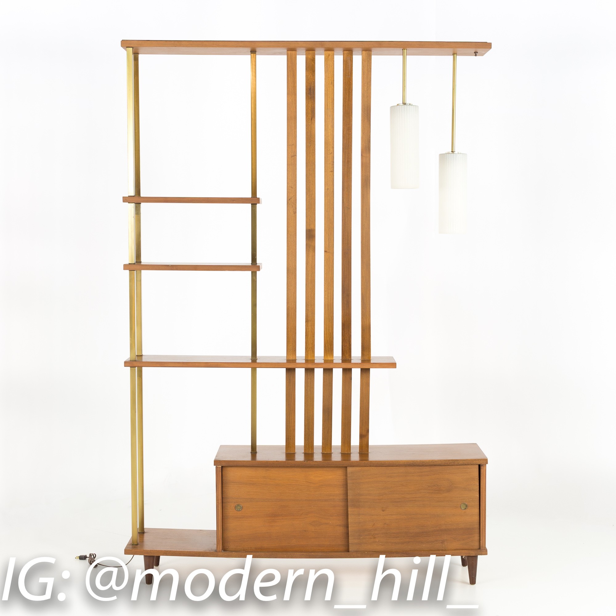 Images | Mid Century Modern Furniture - Mid Century Furniture Chicago Mid Century Modern Walnut and Brass Wall Unit Room Divider