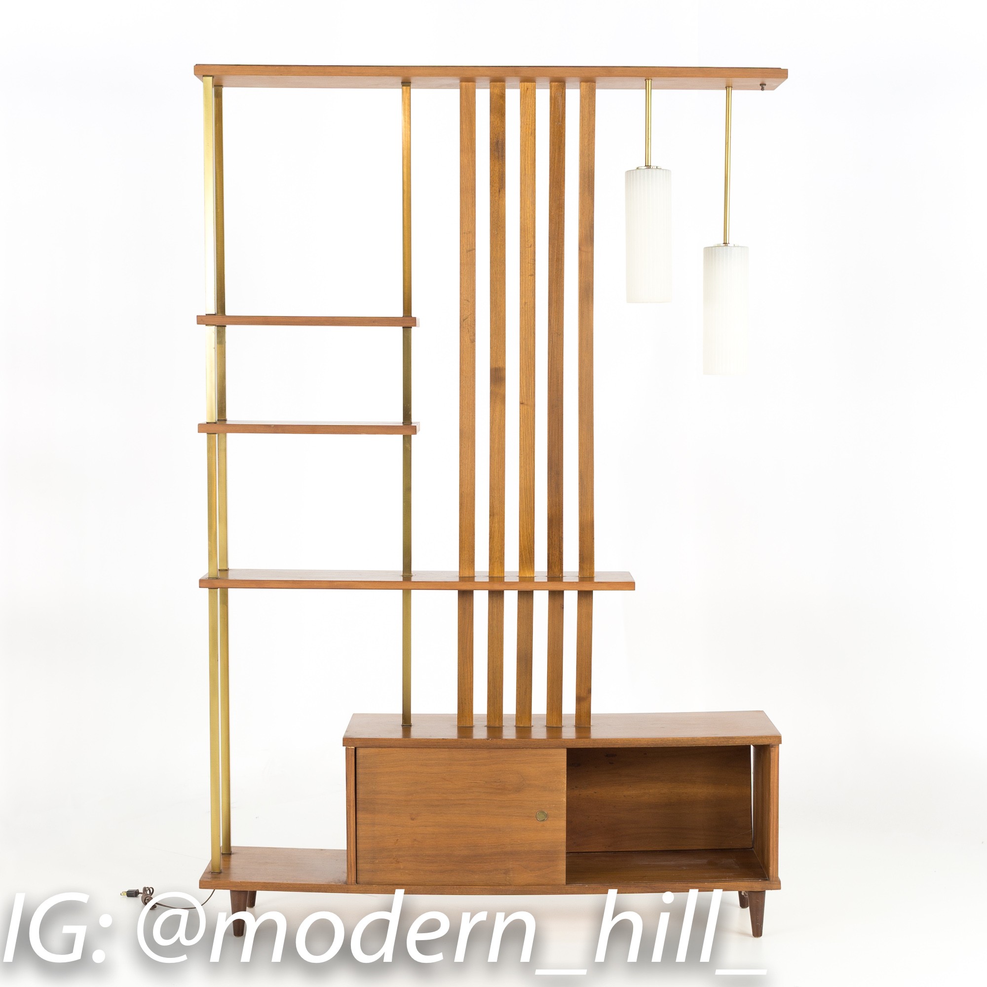Images | Mid Century Modern Furniture - Mid Century Furniture Chicago Mid Century Modern Walnut and Brass Wall Unit Room Divider