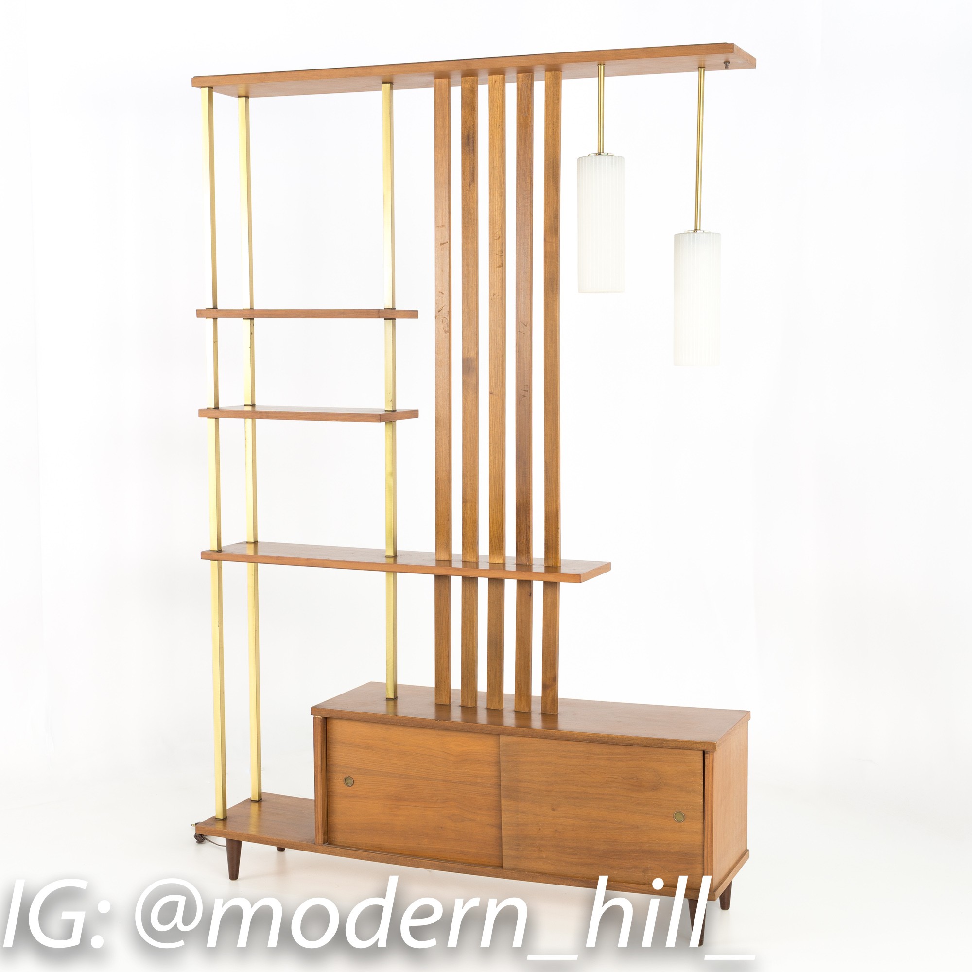 Images | Mid Century Modern Furniture - Mid Century Furniture Chicago Mid Century Modern Walnut and Brass Wall Unit Room Divider