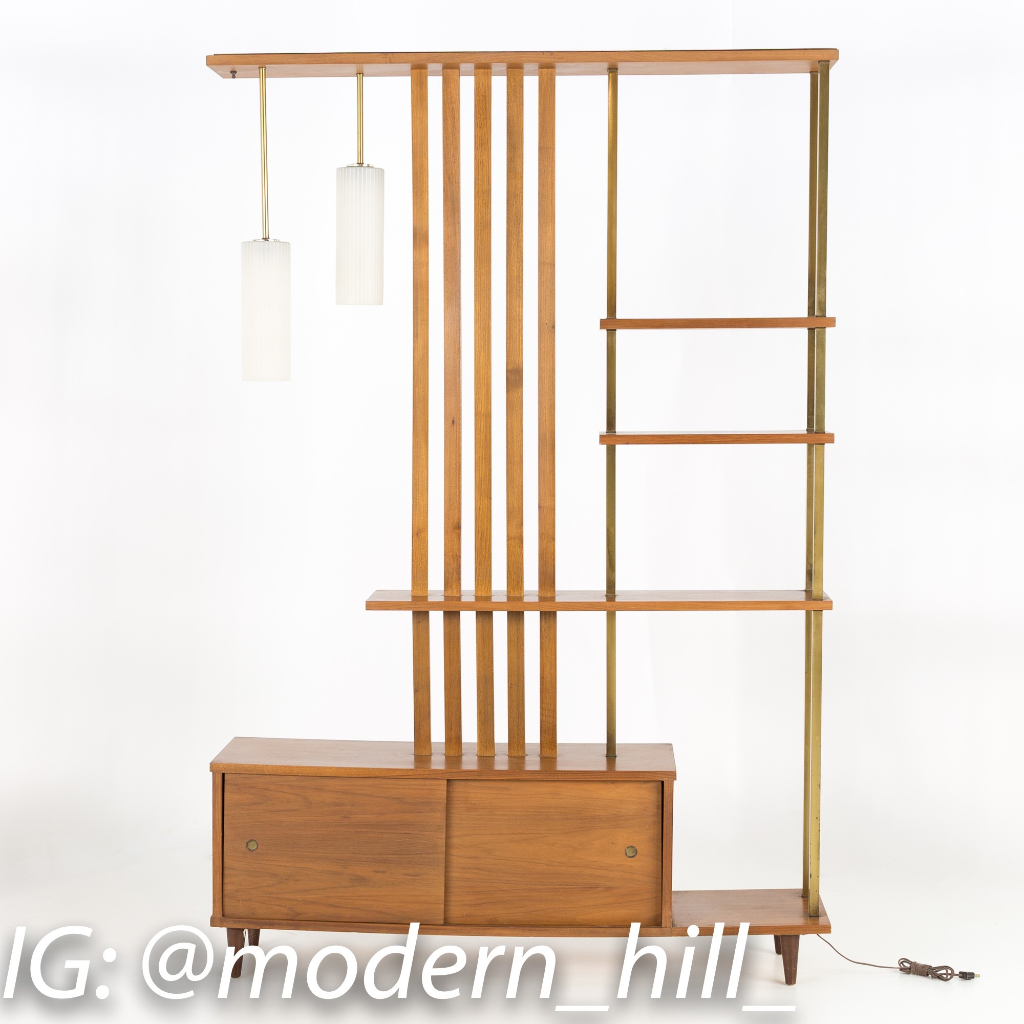 Images | Mid Century Modern Furniture - Mid Century Furniture Chicago Mid Century Modern Walnut and Brass Wall Unit Room Divider