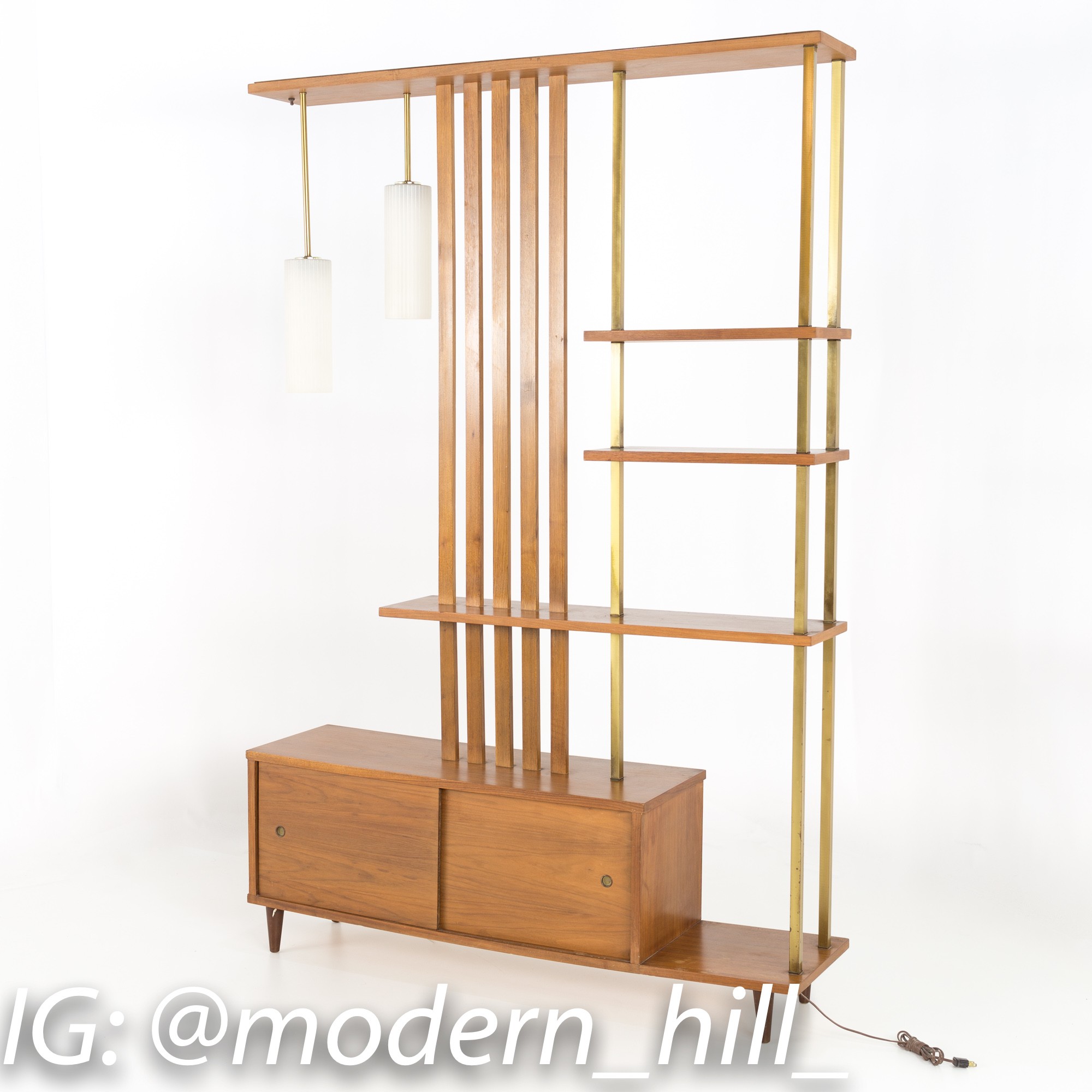 Images | Mid Century Modern Furniture - Mid Century Furniture Chicago Mid Century Modern Walnut and Brass Wall Unit Room Divider