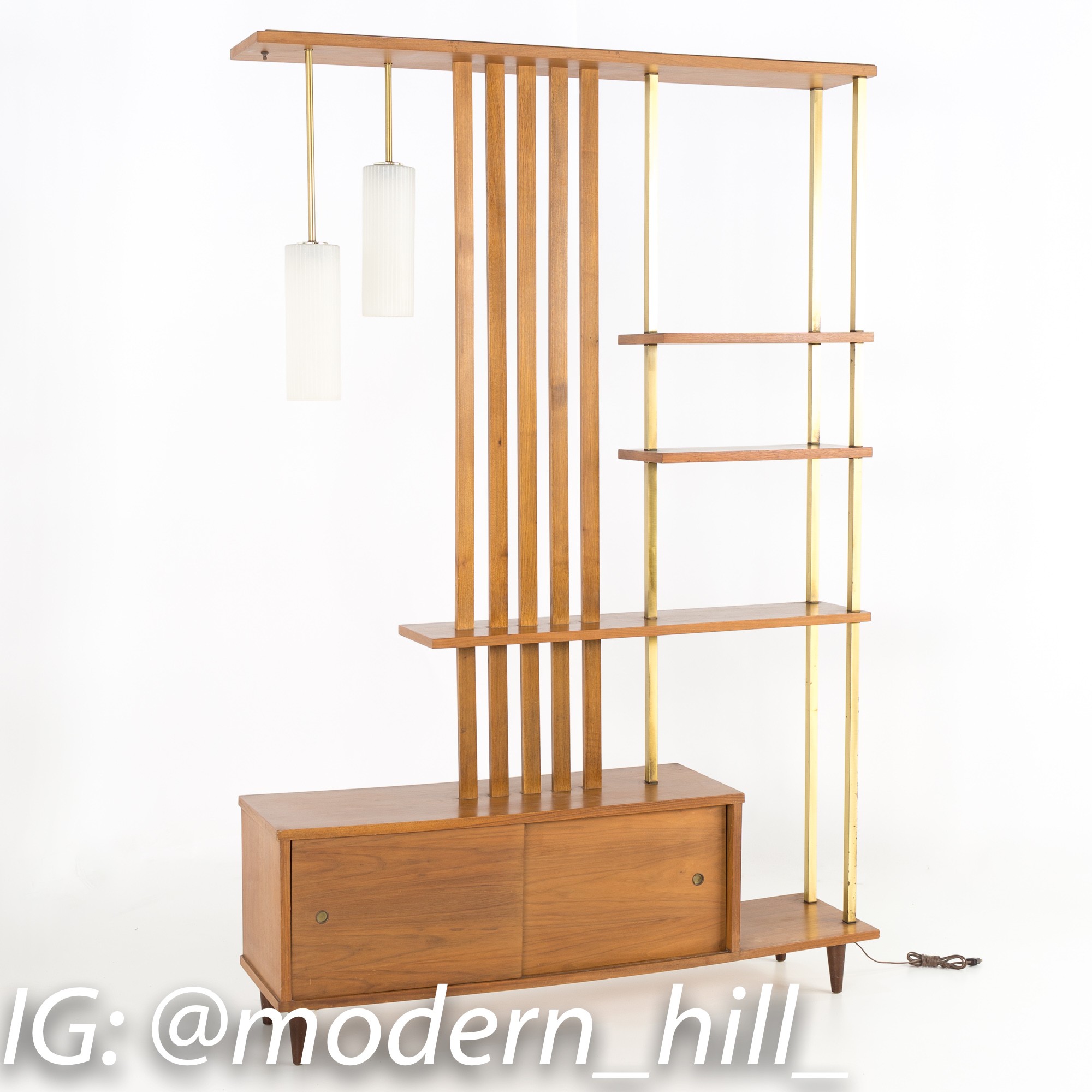 Images | Mid Century Modern Furniture - Mid Century Furniture Chicago Mid Century Modern Walnut and Brass Wall Unit Room Divider