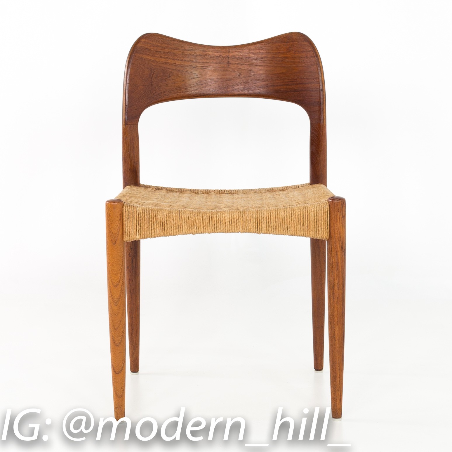 Niels Moller Number 71 Danish Teak Caned Mid Century Modern Dining or Desk Chair