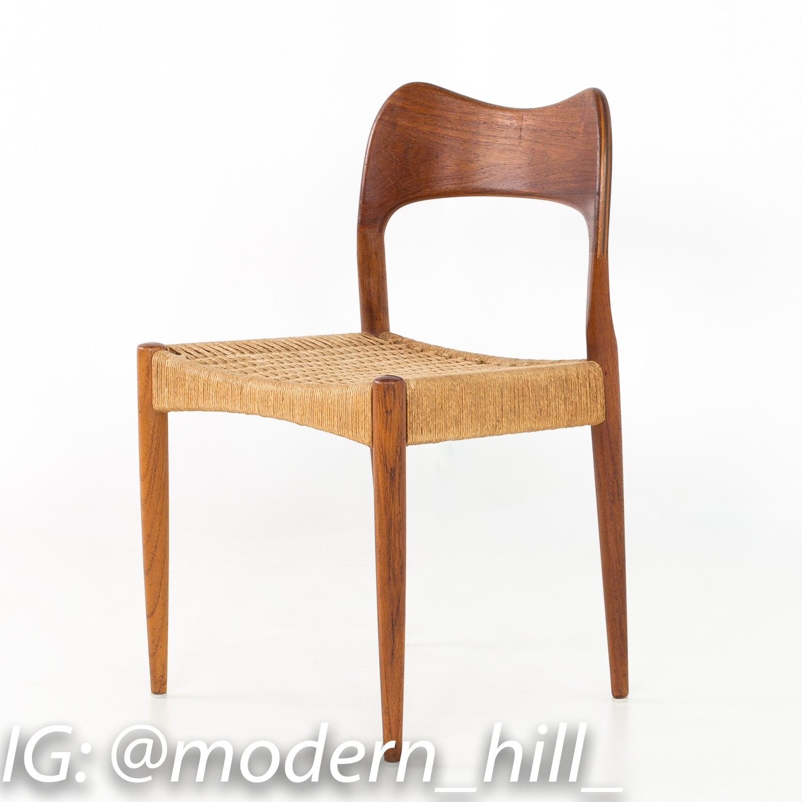 Niels Moller Number 71 Danish Teak Caned Mid Century Modern Dining or Desk Chair