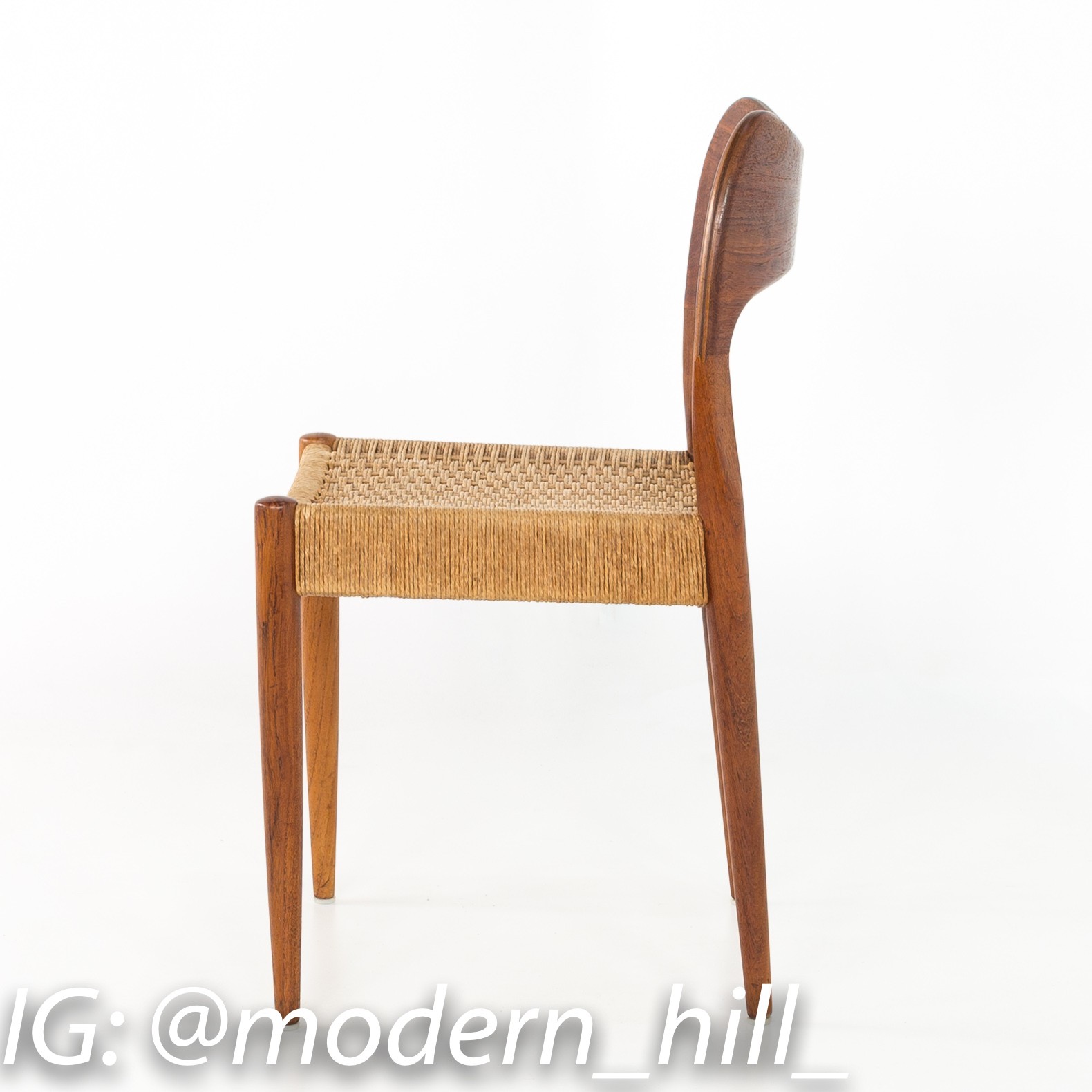 Niels Moller Number 71 Danish Teak Caned Mid Century Modern Dining or Desk Chair