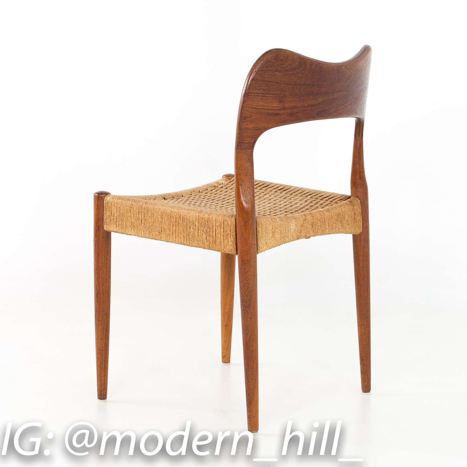 Niels Moller Number 71 Danish Teak Caned Mid Century Modern Dining or Desk Chair