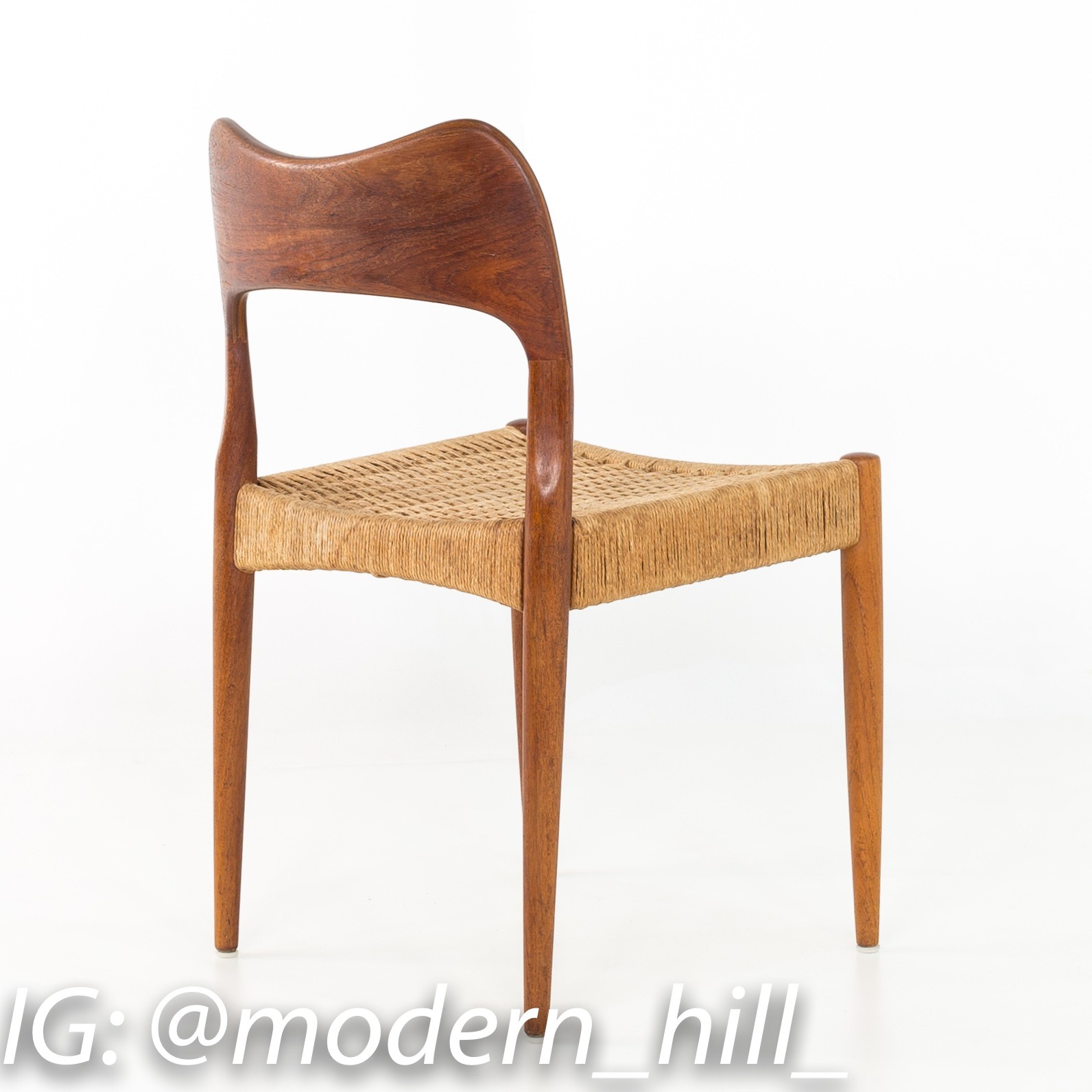 Niels Moller Number 71 Danish Teak Caned Mid Century Modern Dining or Desk Chair