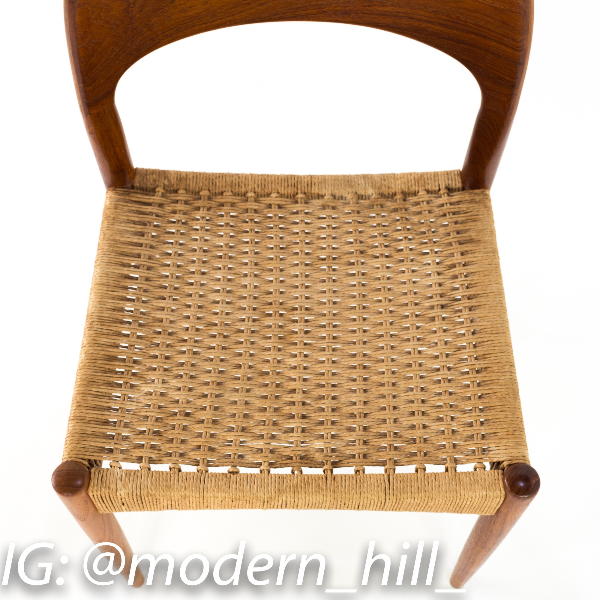 Niels Moller Number 71 Danish Teak Caned Mid Century Modern Dining or Desk Chair