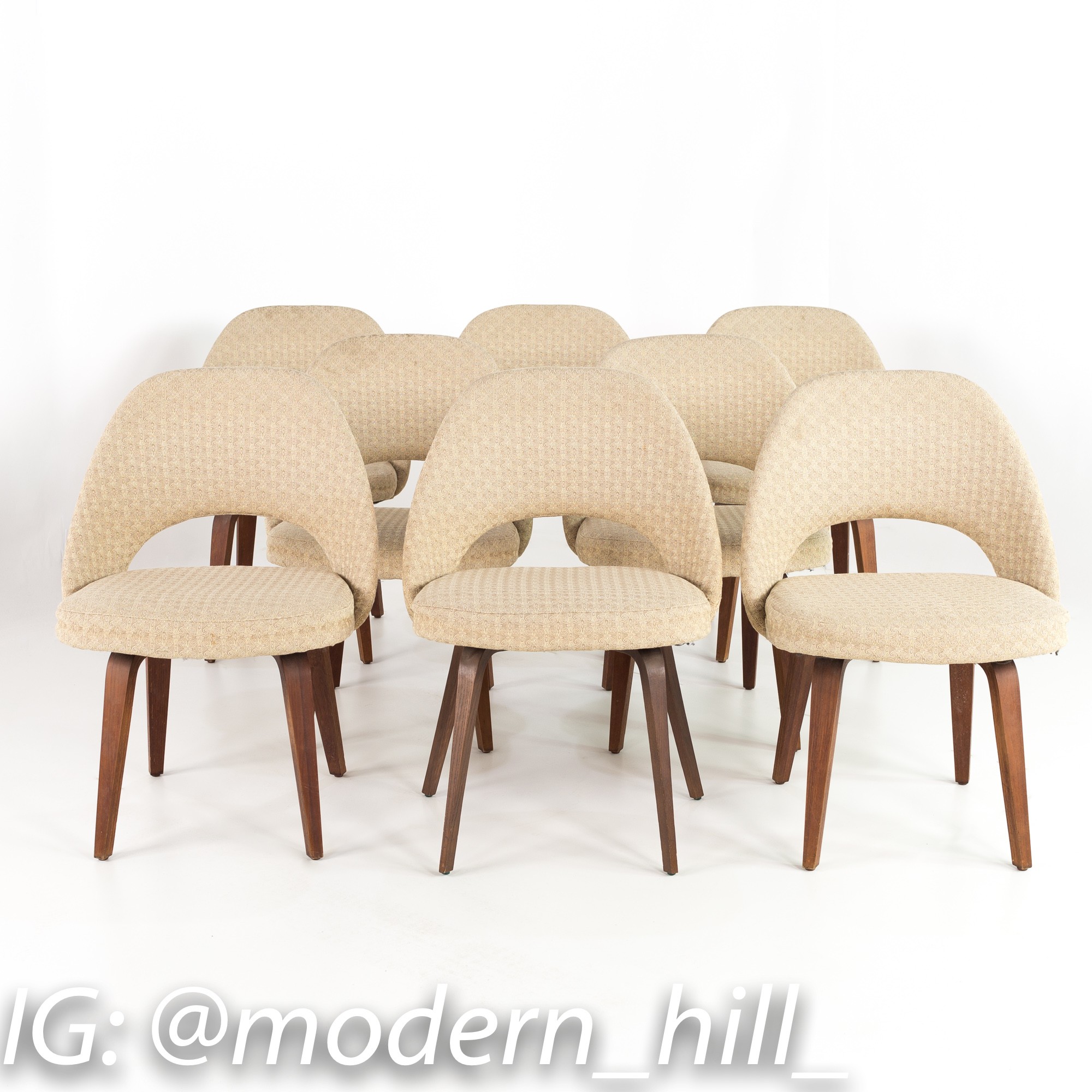 Eero Saarinen for Knoll Mid Century Modern Armless Executive Dining or Desk Chairs - Set of 8