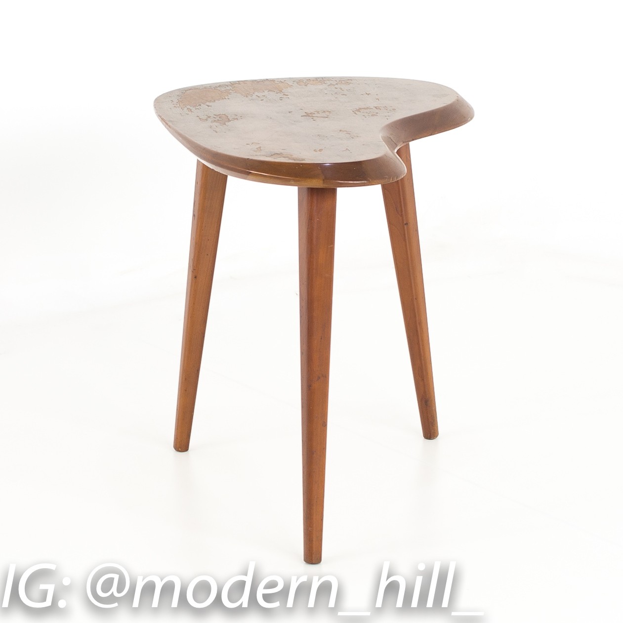 George Nakashima Style Mid Century Walnut Kidney Side End Table