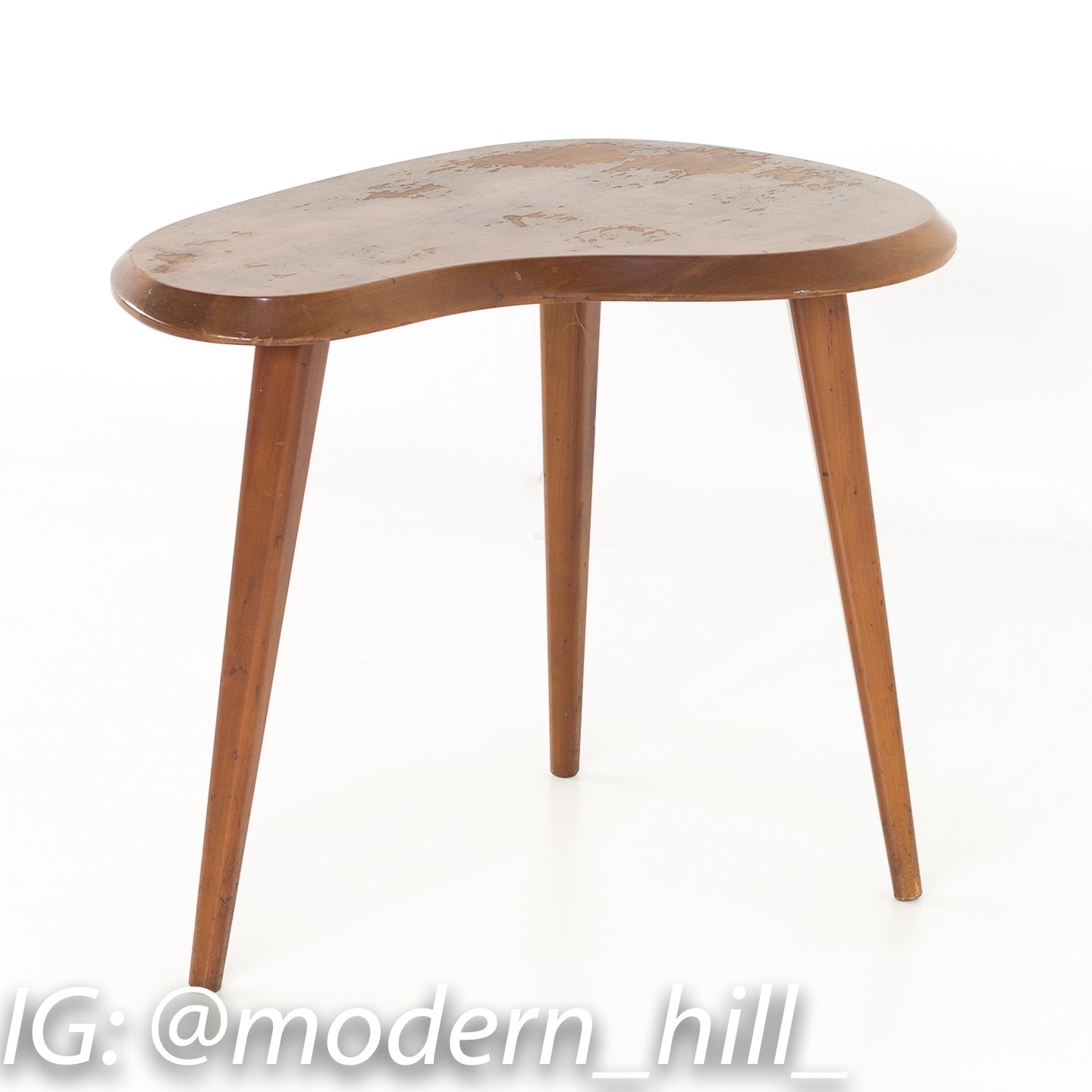 George Nakashima Style Mid Century Walnut Kidney Side End Table