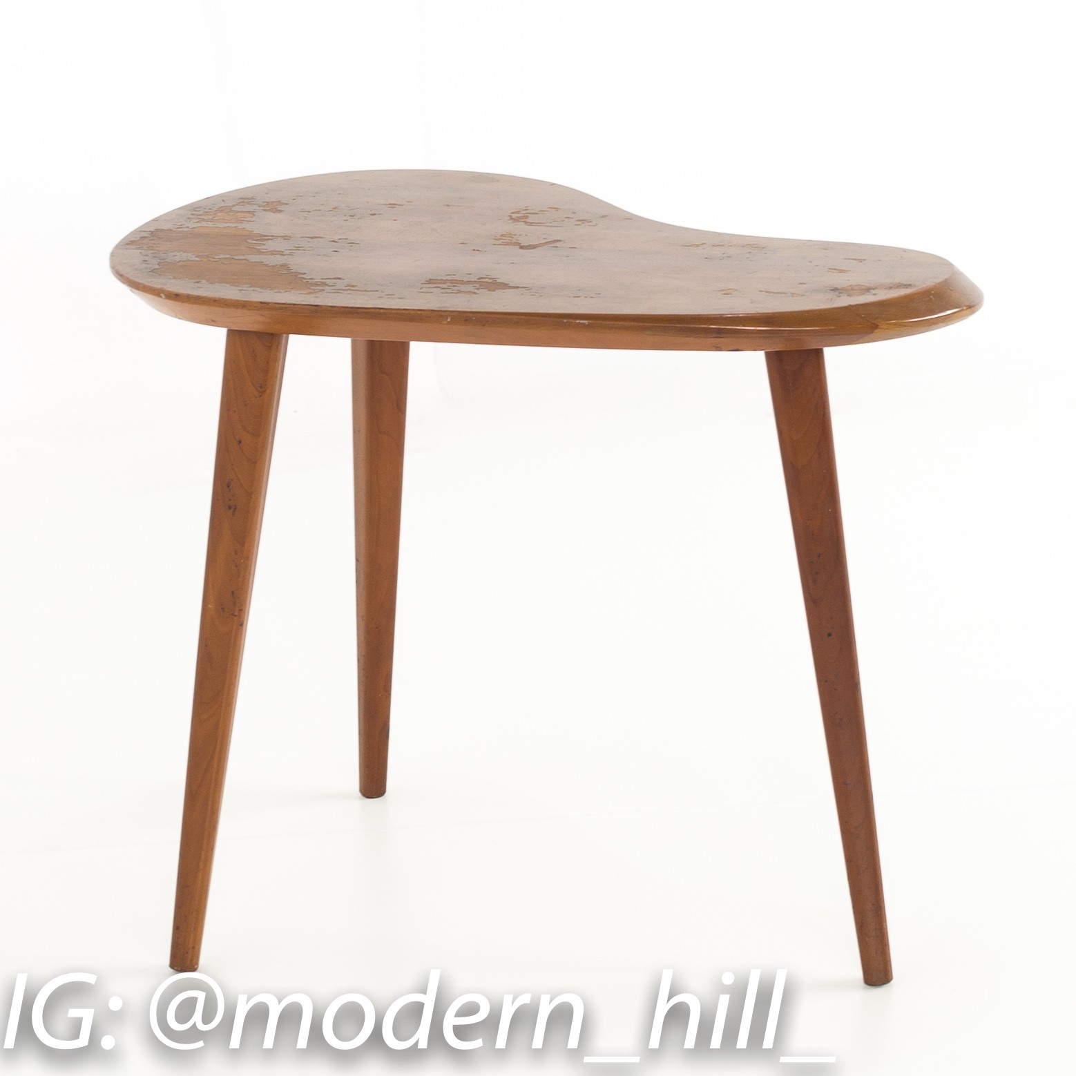 George Nakashima Style Mid Century Walnut Kidney Side End Table