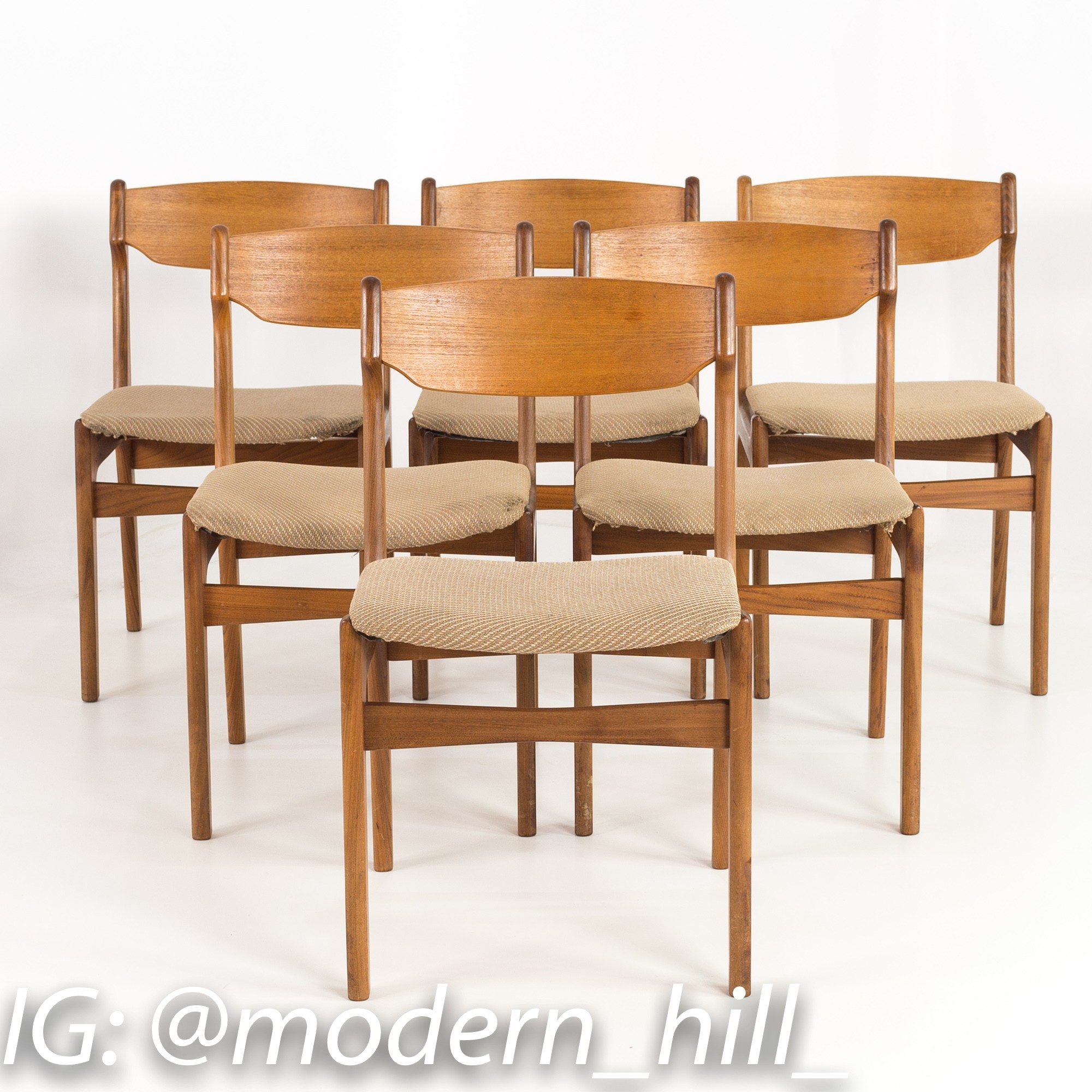 Erik Buck Mid Century Modern Danish Teak Dining Chairs - Set of 6