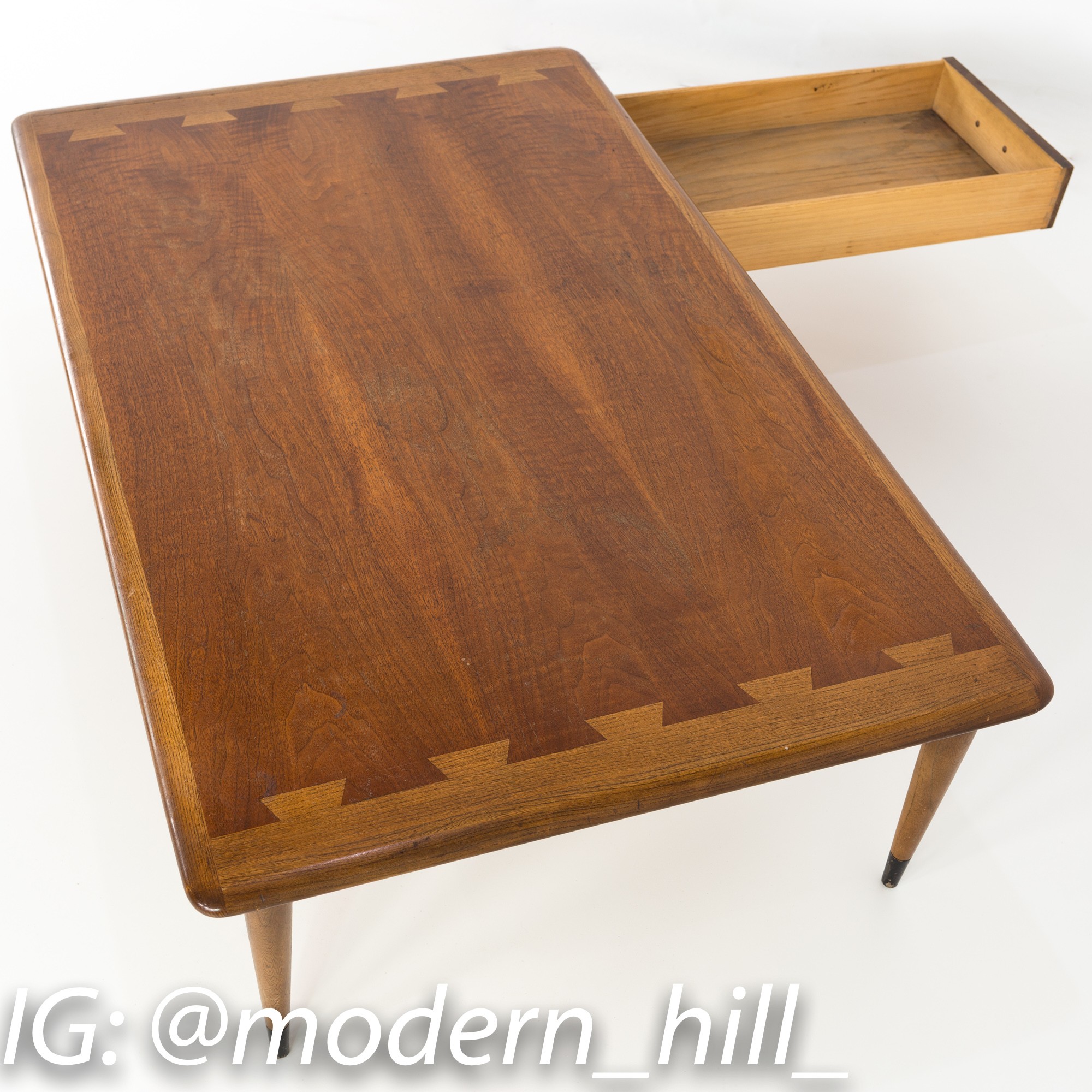 Andre Bus for Lane Acclaim Mid Century Large Walnut Dovetail Coffee Table
