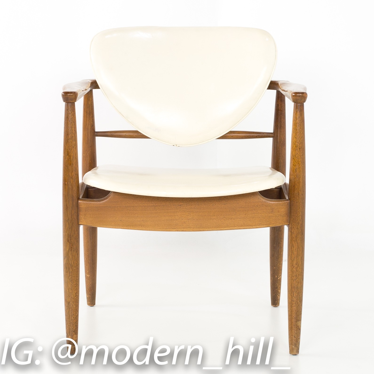Finn Juhl Style Mid Century Walnut Captains Occasional Dining Desk Chairs - Set of 4