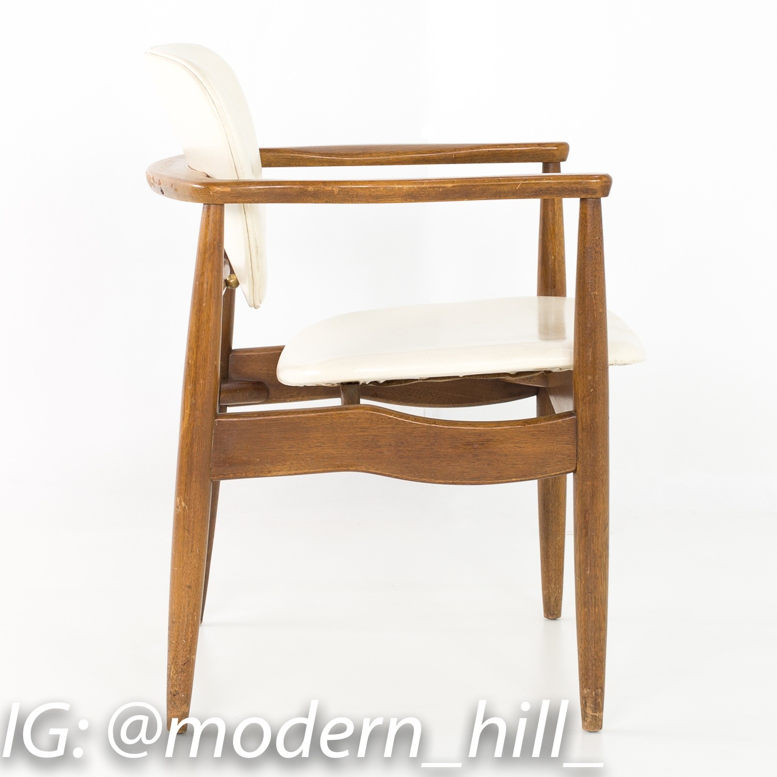 Finn Juhl Style Mid Century Walnut Captains Occasional Dining Desk Chairs - Set of 4