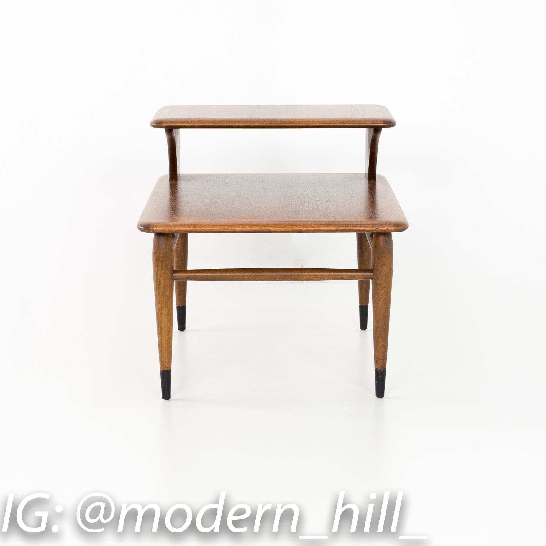 Andre Bus for Lane Acclaim Mid Century Walnut Dovetail Step Side End Tables - Matching Pair