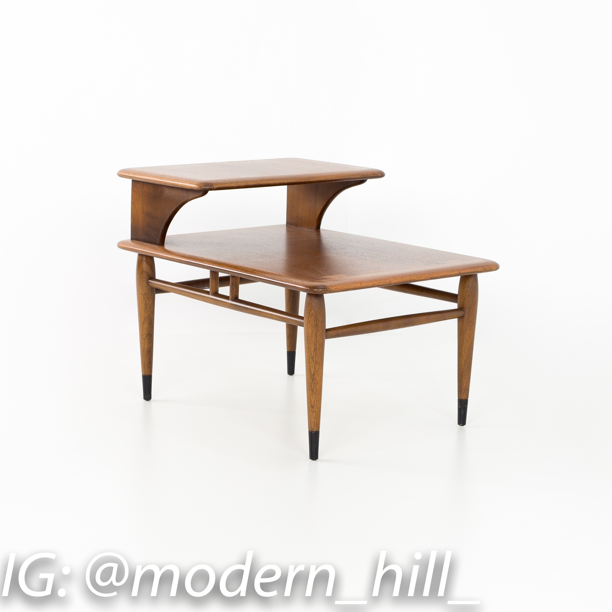 Andre Bus for Lane Acclaim Mid Century Walnut Dovetail Step Side End Tables - Matching Pair
