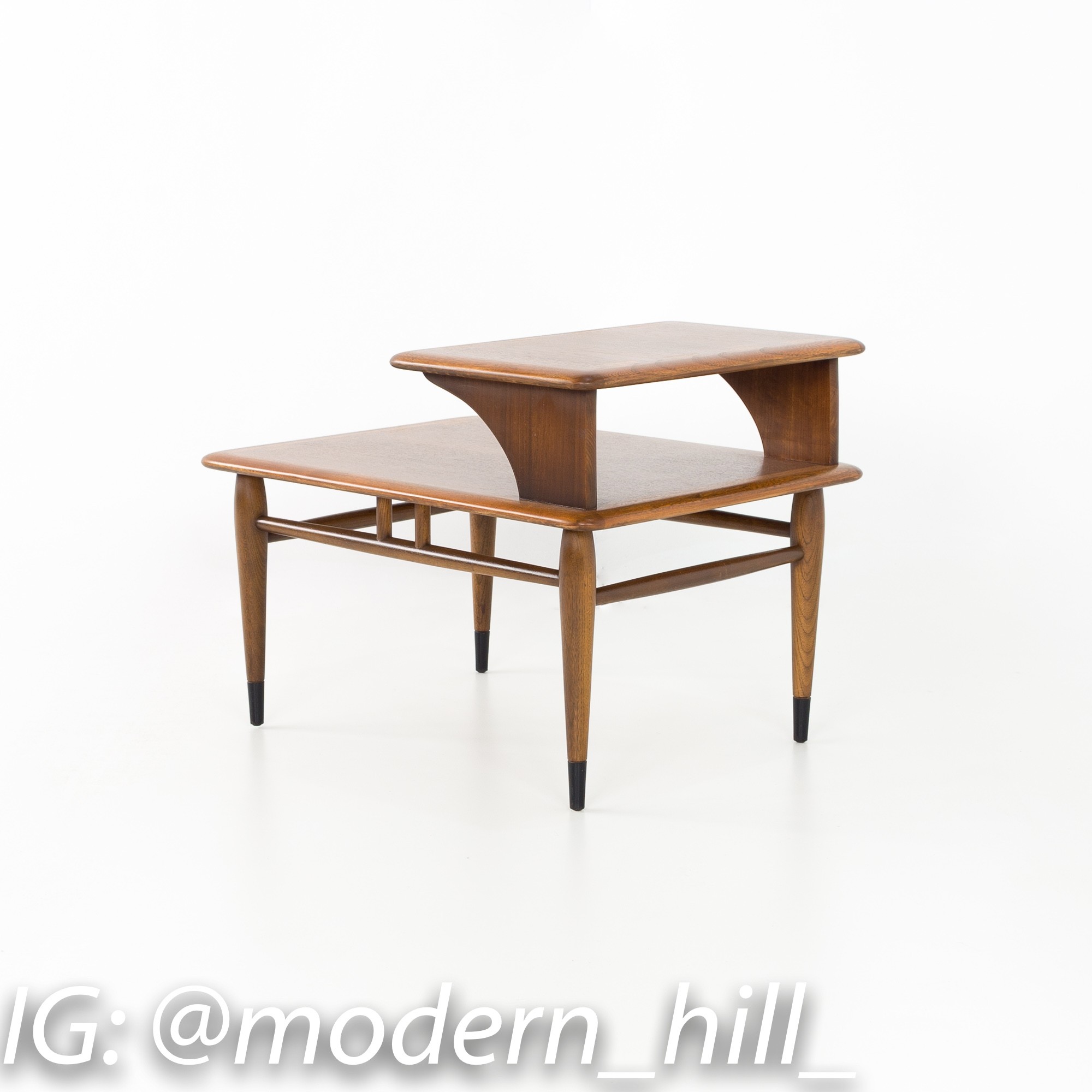 Andre Bus for Lane Acclaim Mid Century Walnut Dovetail Step Side End Tables - Matching Pair