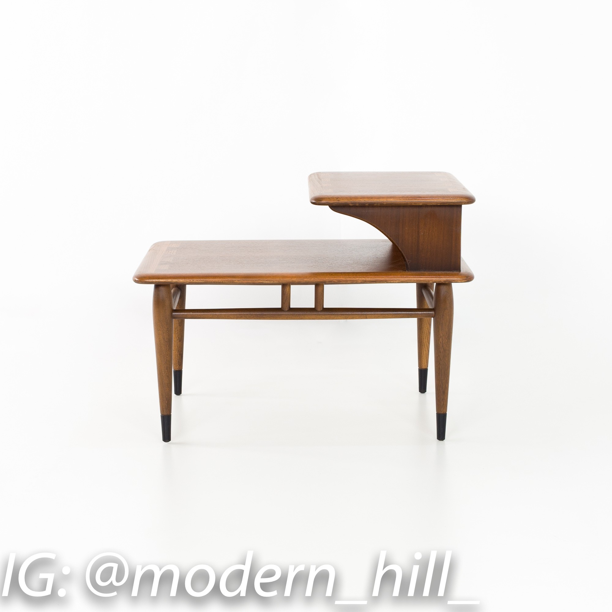 Andre Bus for Lane Acclaim Mid Century Walnut Dovetail Step Side End Tables - Matching Pair