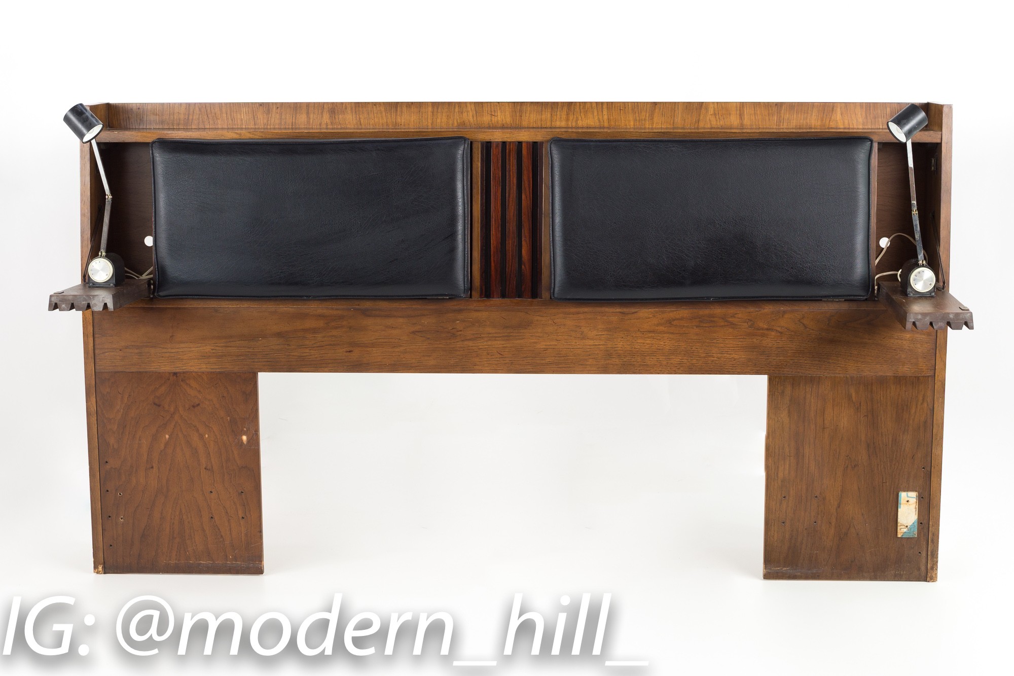 Lane Tower Suite Mid Century Walnut and Rosewood King Size Storage Headboard