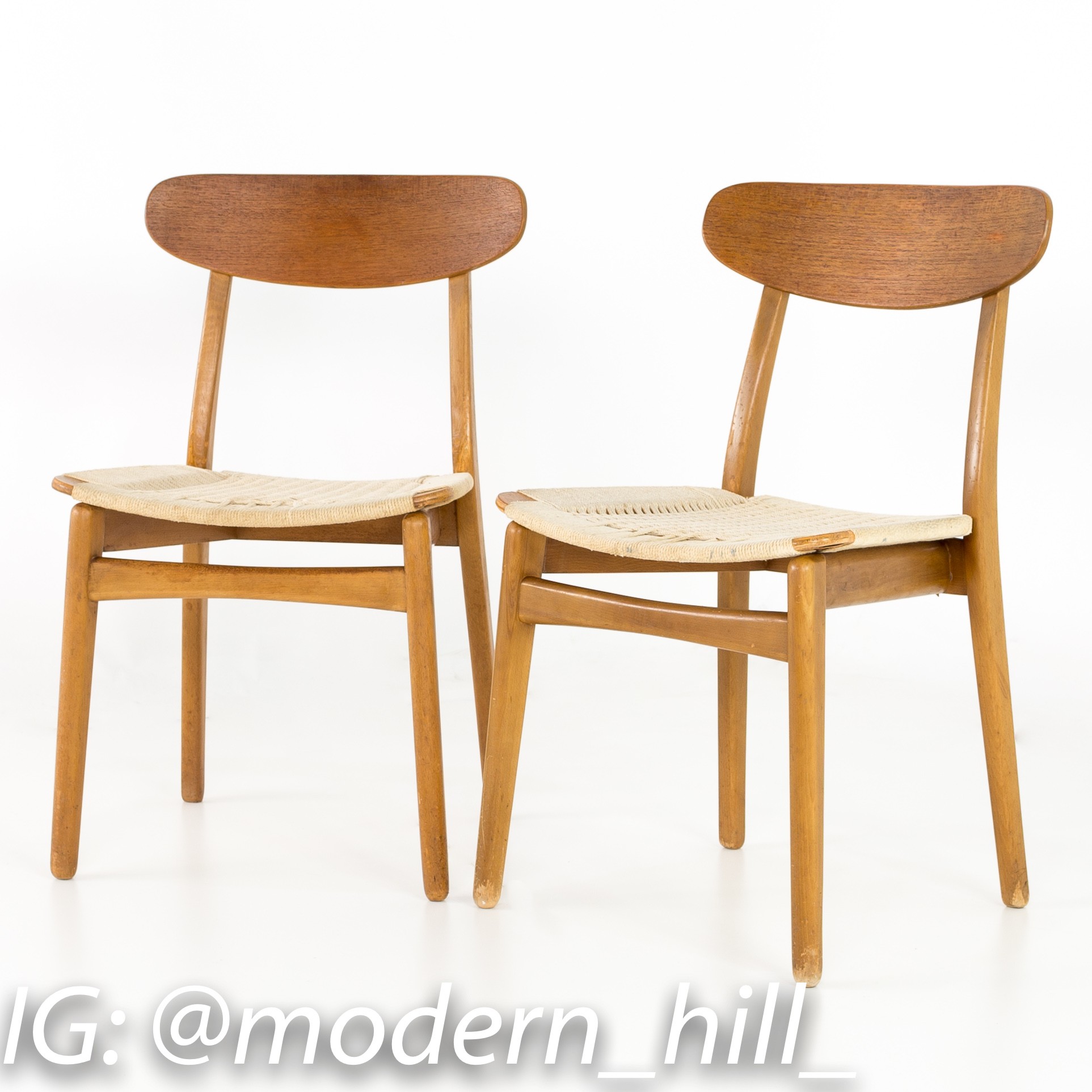 Images | Mid Century Modern Furniture - Mid Century Furniture Chicago Mid Century Danish Teak Roped Seat Dining Chairs - Matching Pair