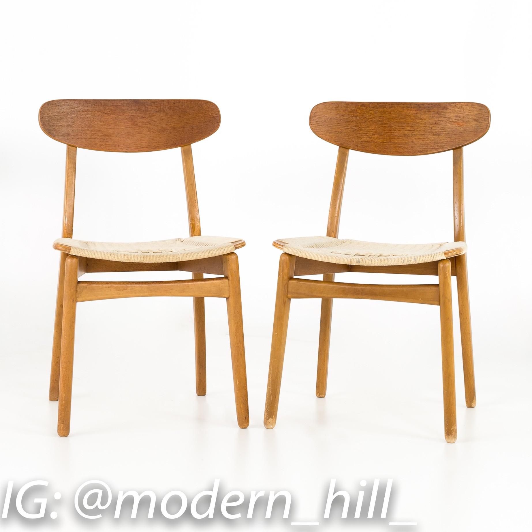 Images | Mid Century Modern Furniture - Mid Century Furniture Chicago Mid Century Danish Teak Roped Seat Dining Chairs - Matching Pair
