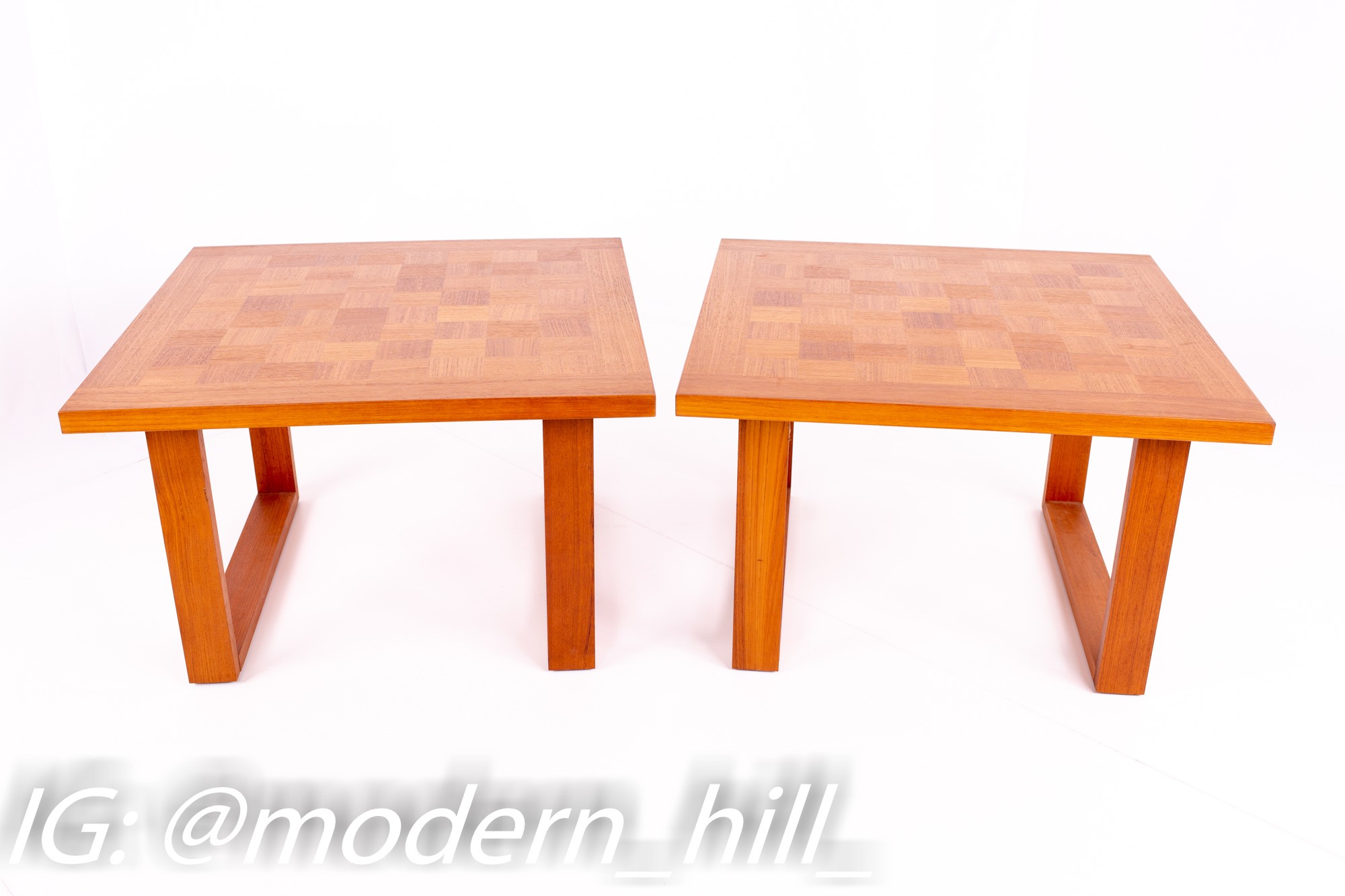 Poul Cadovius for Cado Danish Mid Century Teak Chess Board Side End Tables - Pair