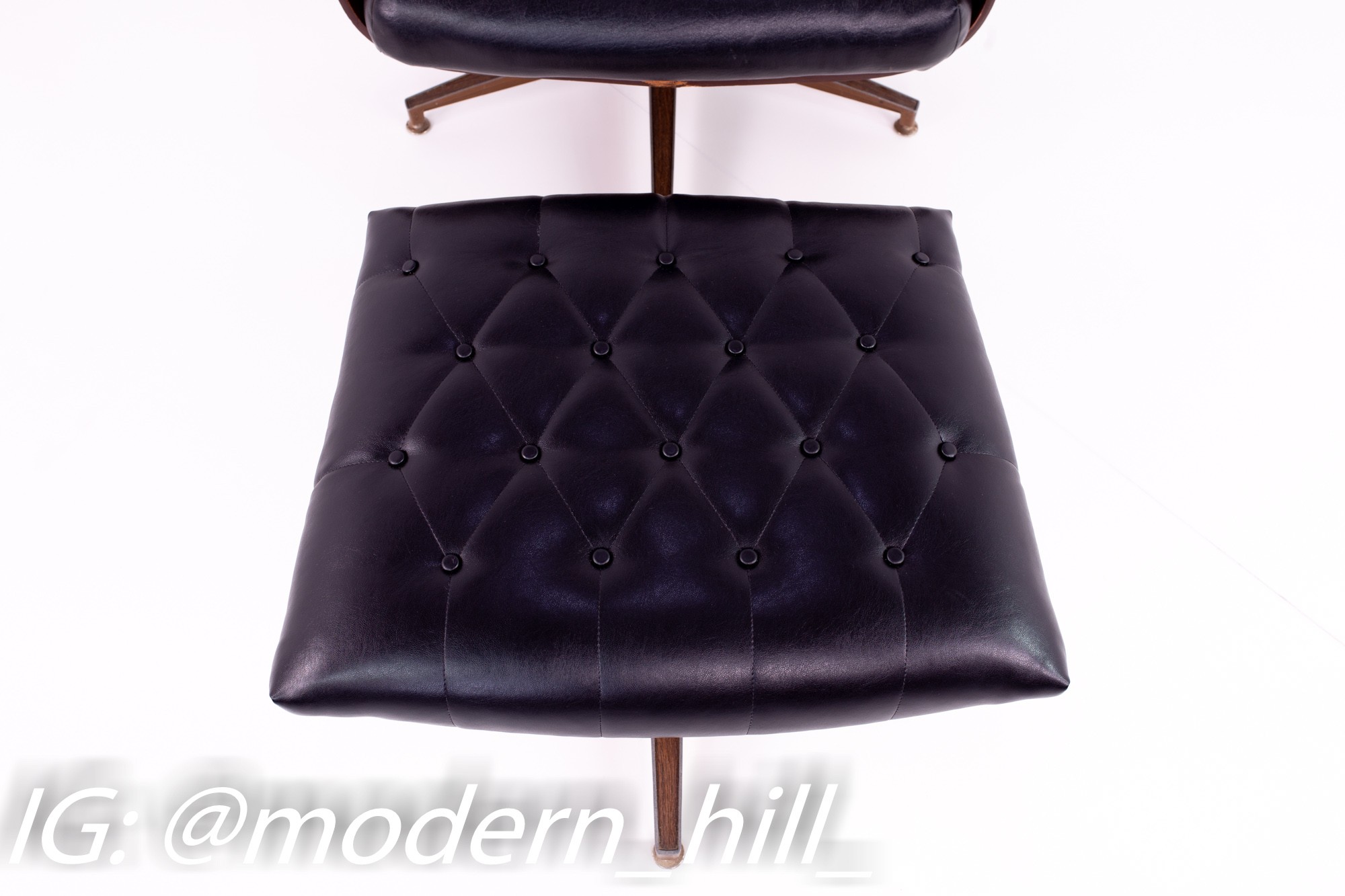 George Mulhauser for Plycraft Mid Century Modern Leather Mr. Chair with Ottoman