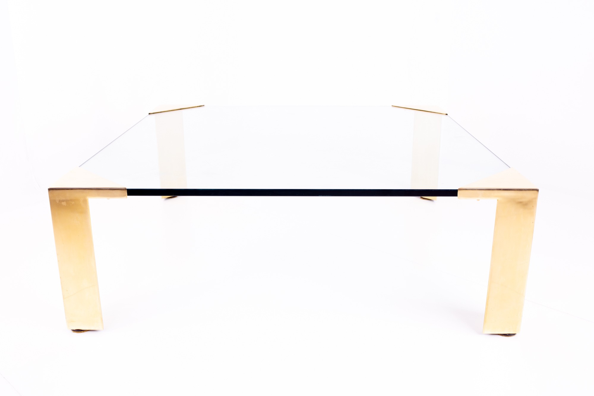 Milo Baughman for Design Institute of America Mid Century Brass and Glass Coffee Table