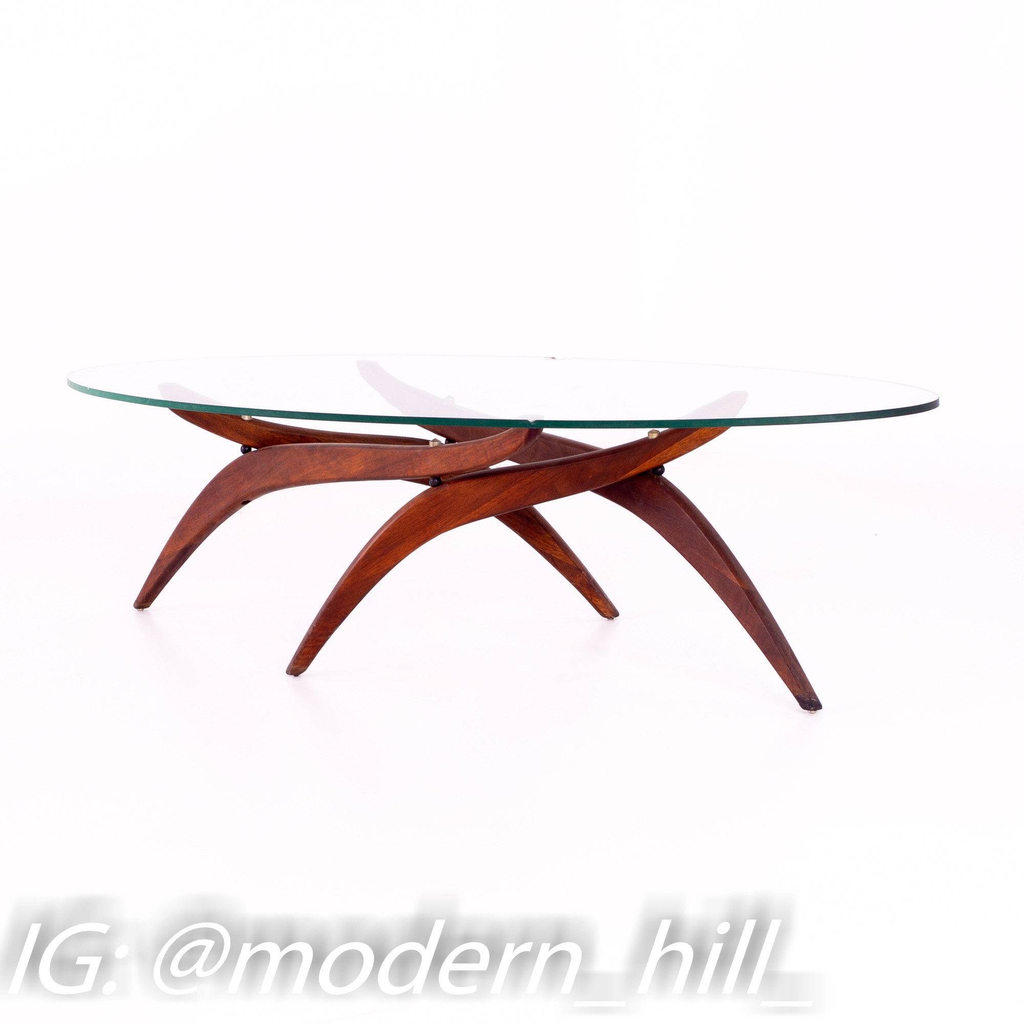 Forest Wilson Walnut and Glass Mid Century Sculptural Surfboard Coffee Table