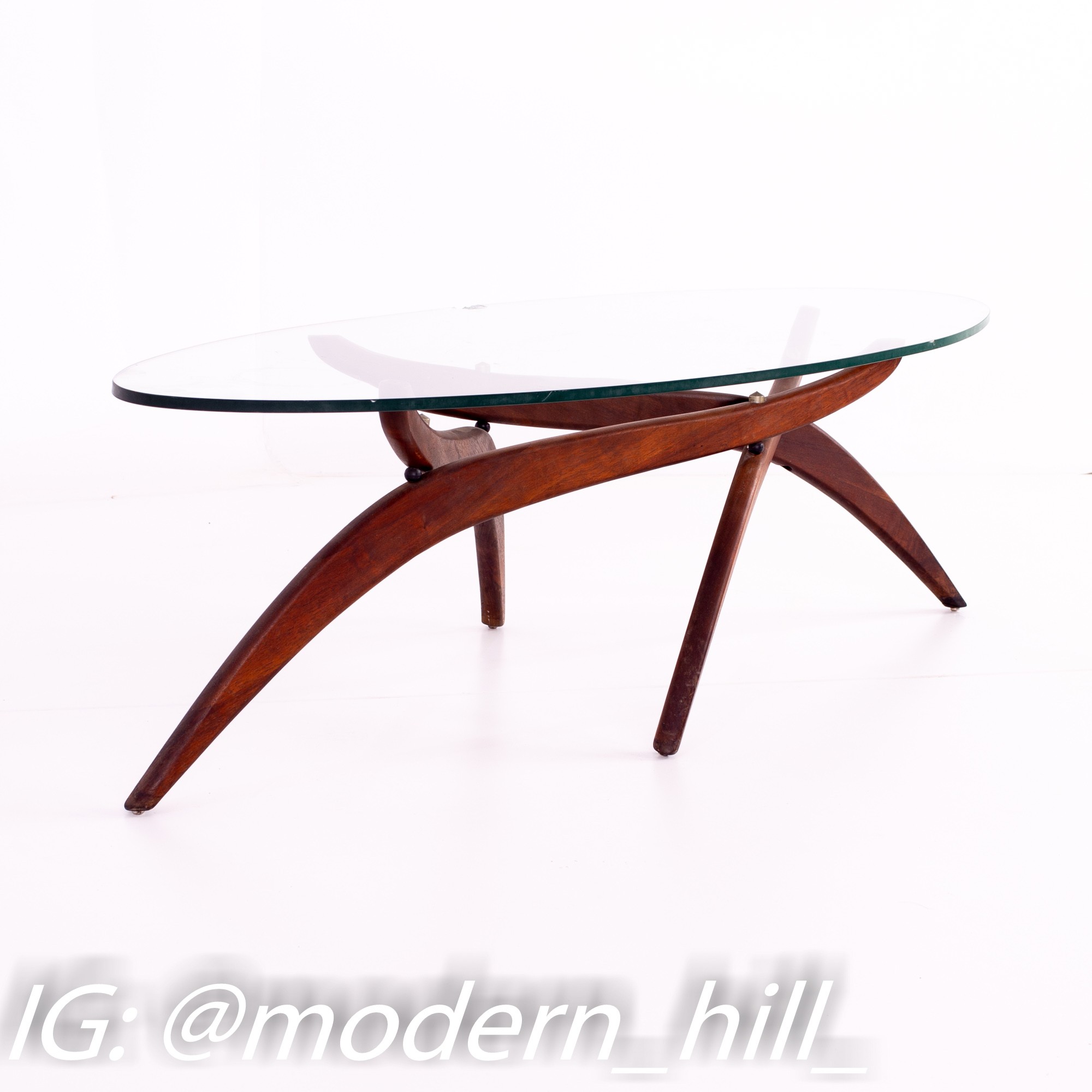 Forest Wilson Walnut and Glass Mid Century Sculptural Surfboard Coffee Table