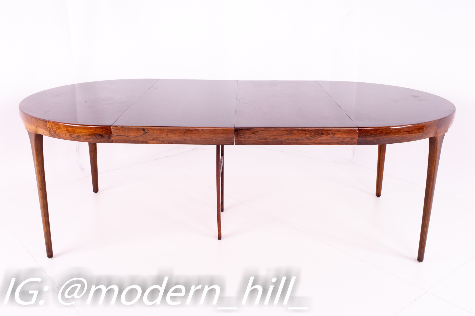 Ib Kofod Larsen for Faarup Mobelfabrik Mid Century Rosewood Expanding Circle Oval Dining Table