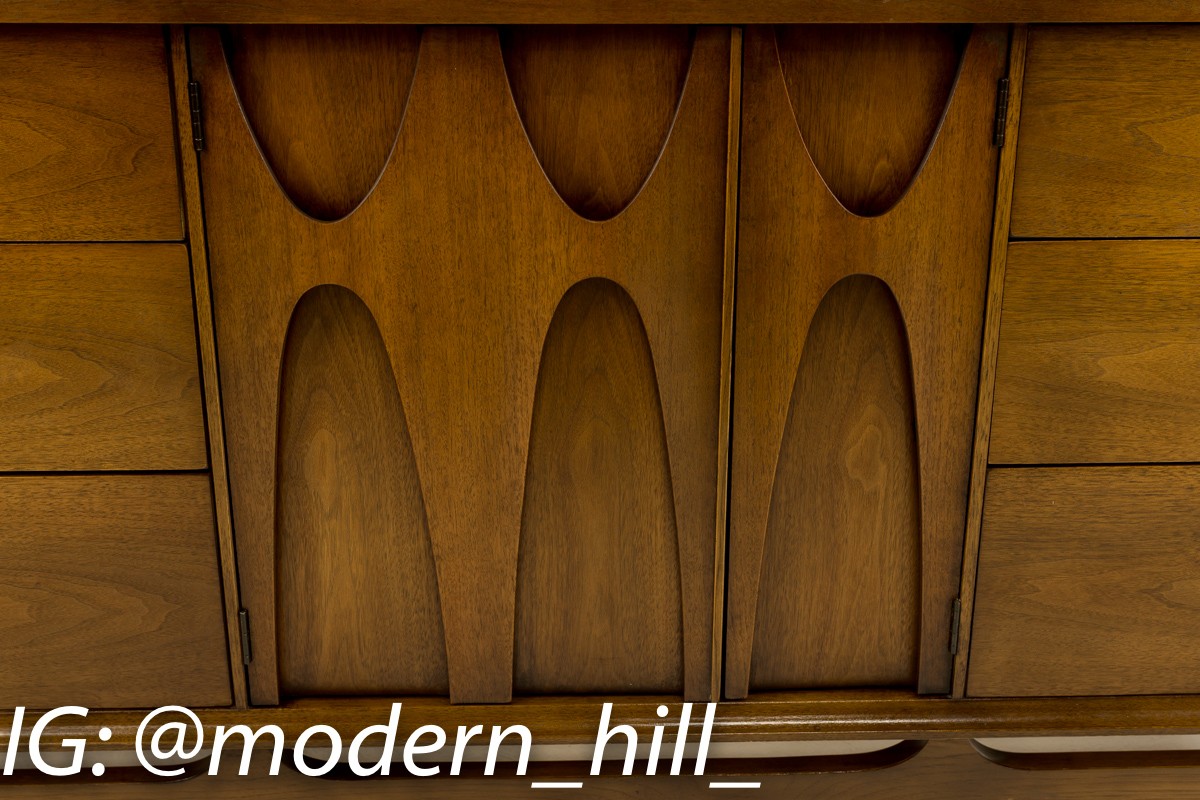 Broyhill Brasilia Mid Century Walnut 9 Drawer Lowboy Dresser