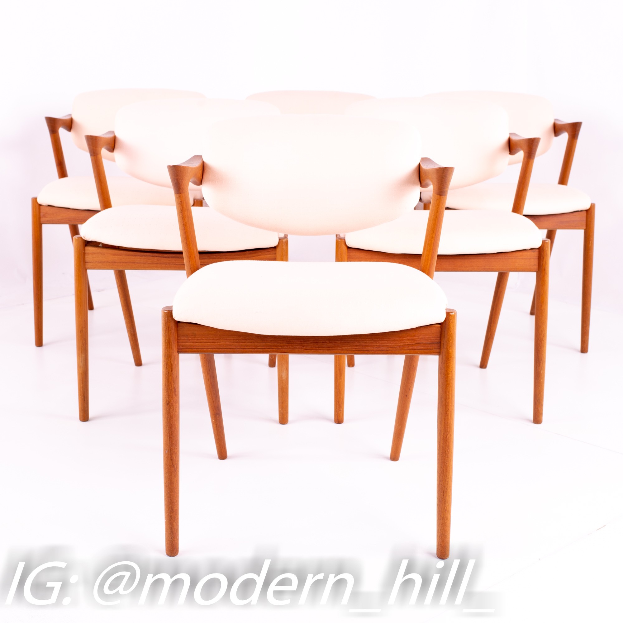Kai Kristiansen Mid Century Teak Z Captain's Dining Chair - Set of 6
