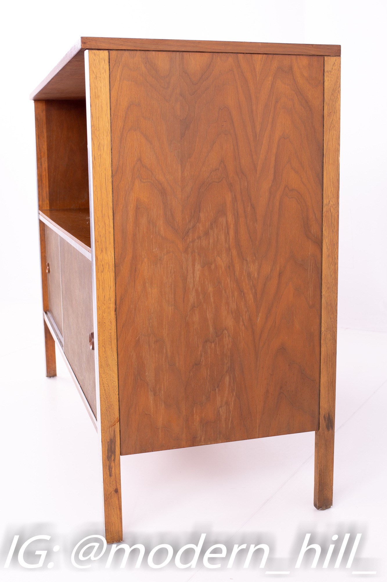 Paul Mccobb for Calvin Linear Mid Century Walnut Sideboard Console Display Shelf