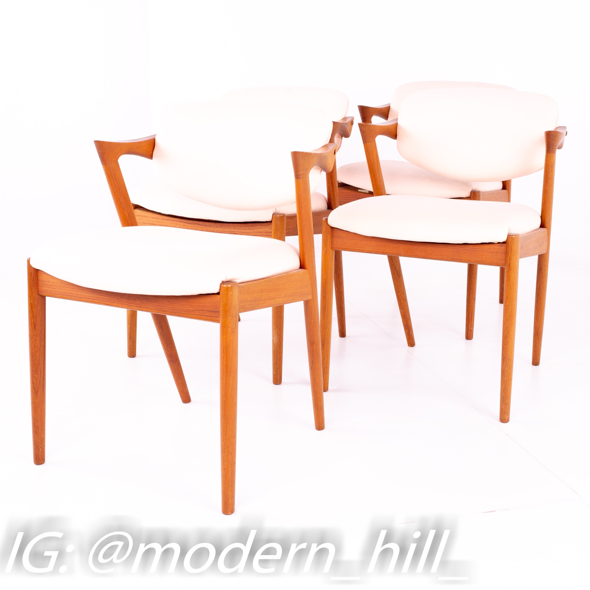 Kai Kristiansen Mid Century Teak Z Captain's Dining Chair - Set of 4